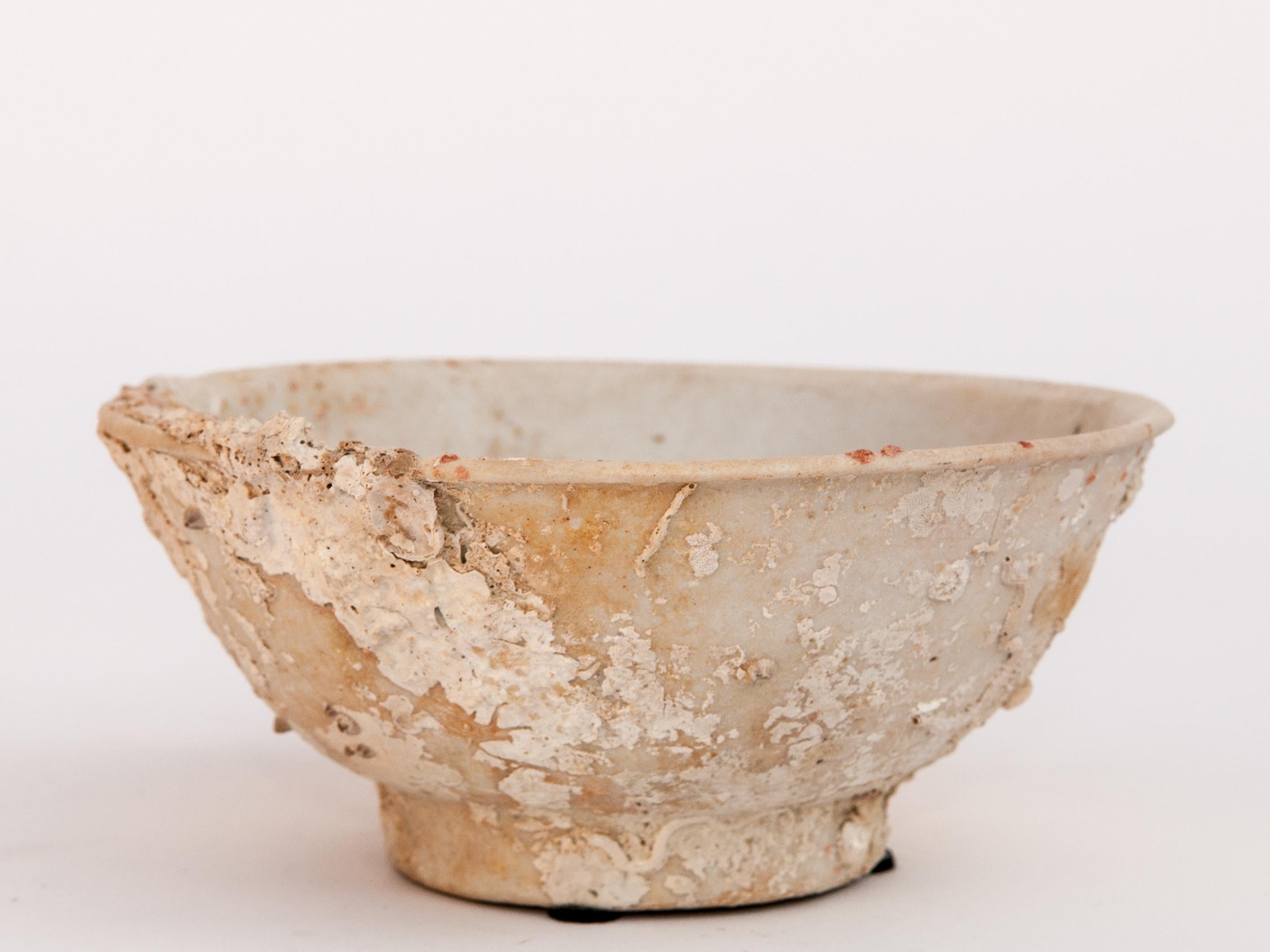 Hand-Crafted Small Song Dynasty Celadon Bowl with Encrustations, 12th Century