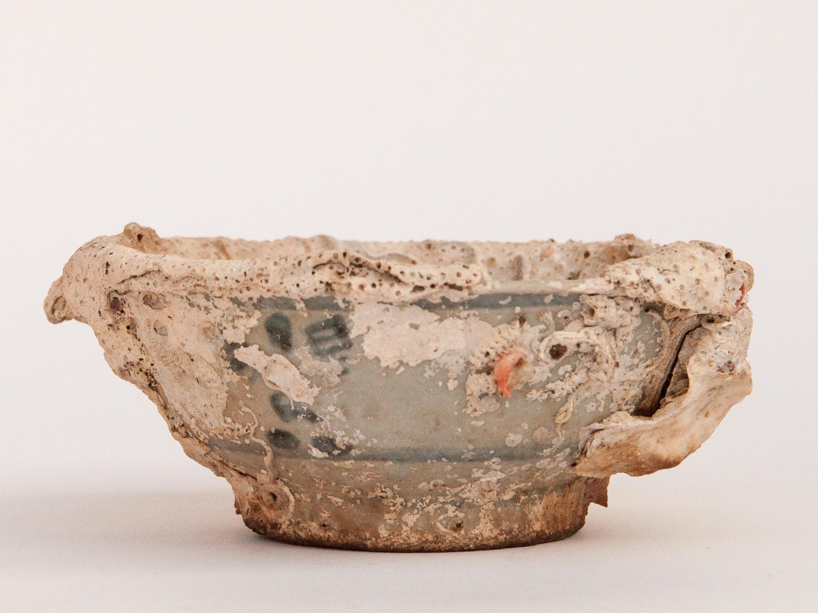 Chinese Small Song Dynasty Celadon Bowl with Encrustations, China, 12th Century.