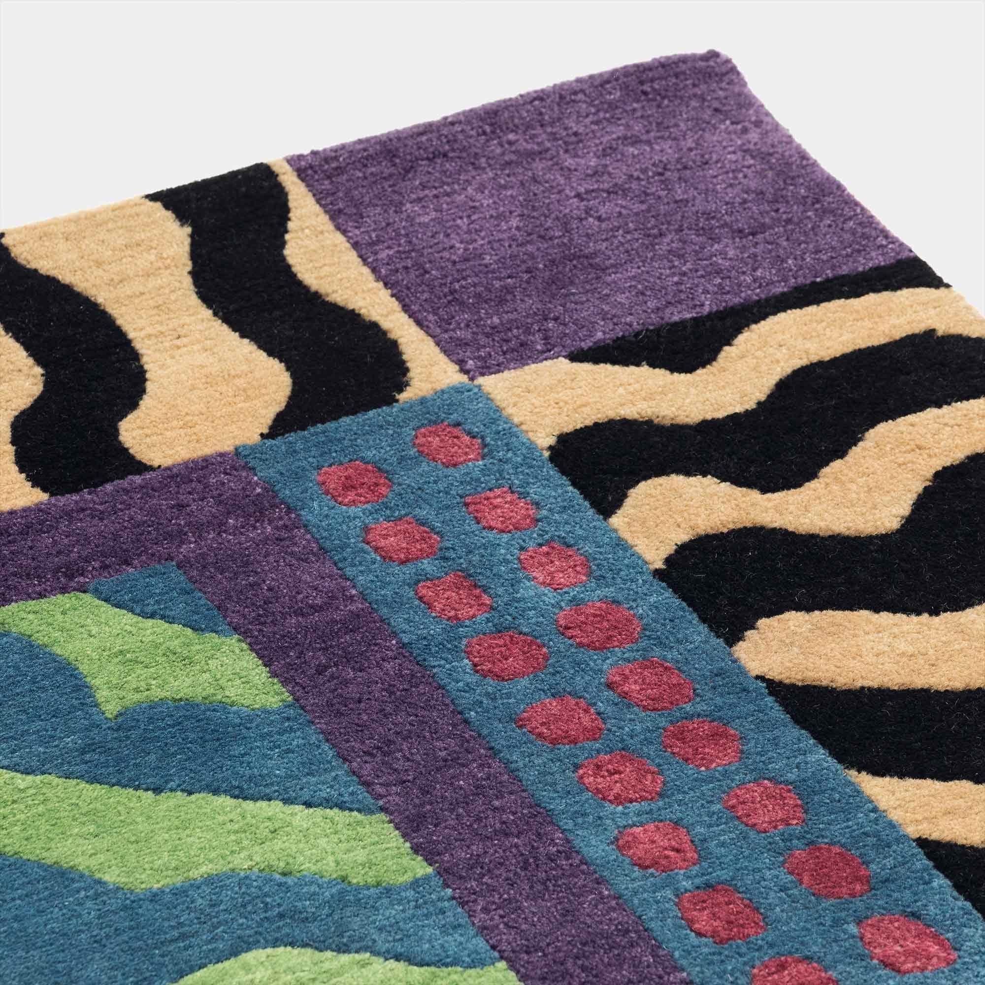 Small Sottovento woollen carpet by Nathalie Du Pasquier for Post Design collection/Memphis

A woollen carpet handcrafted by different Nepalese artisans. Made in a limited edition of 36 signed, numbered examples.

As the carpet is made by hand,