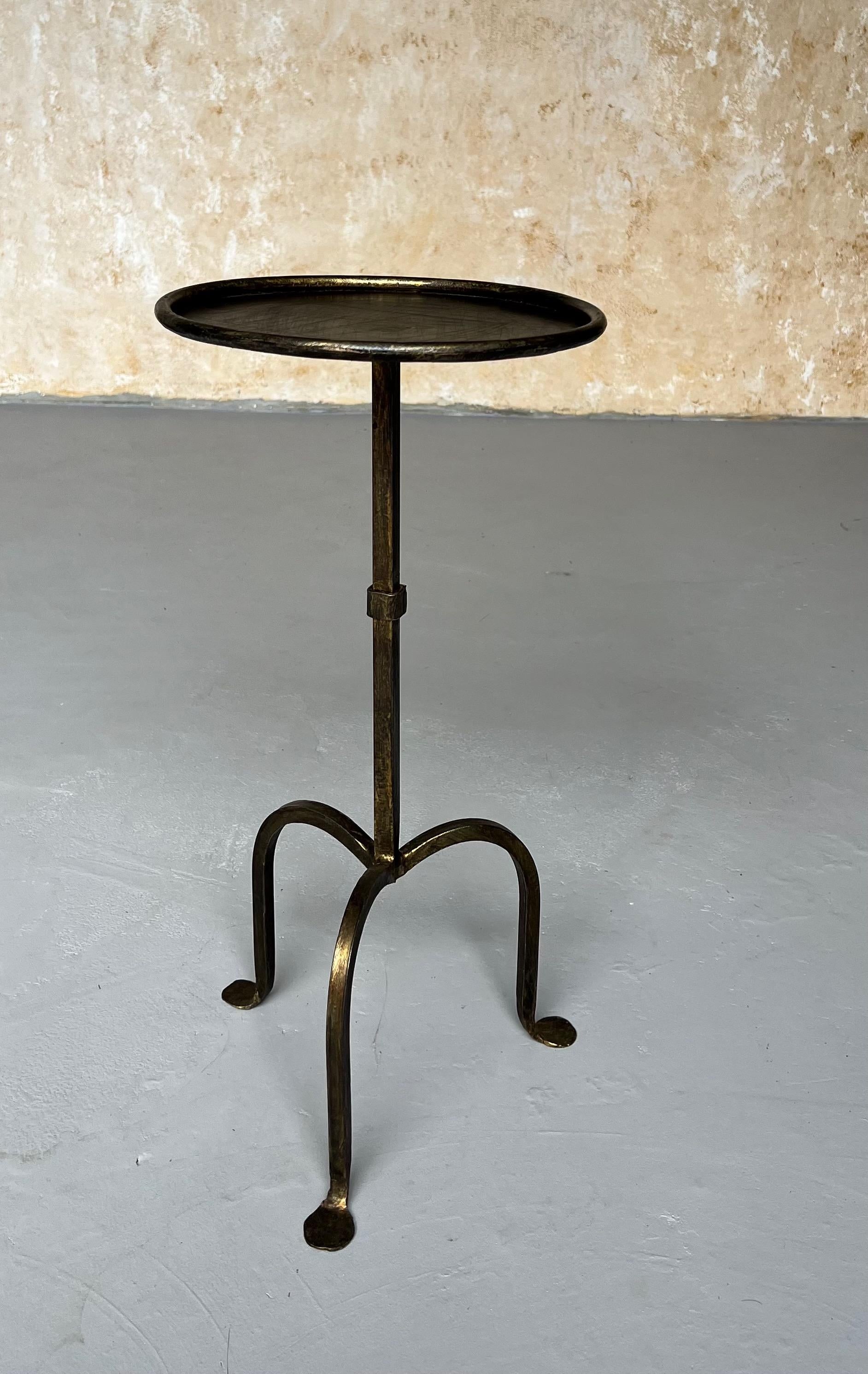 Gilt Small Spanish Drinks Table with Curved Tripod Base