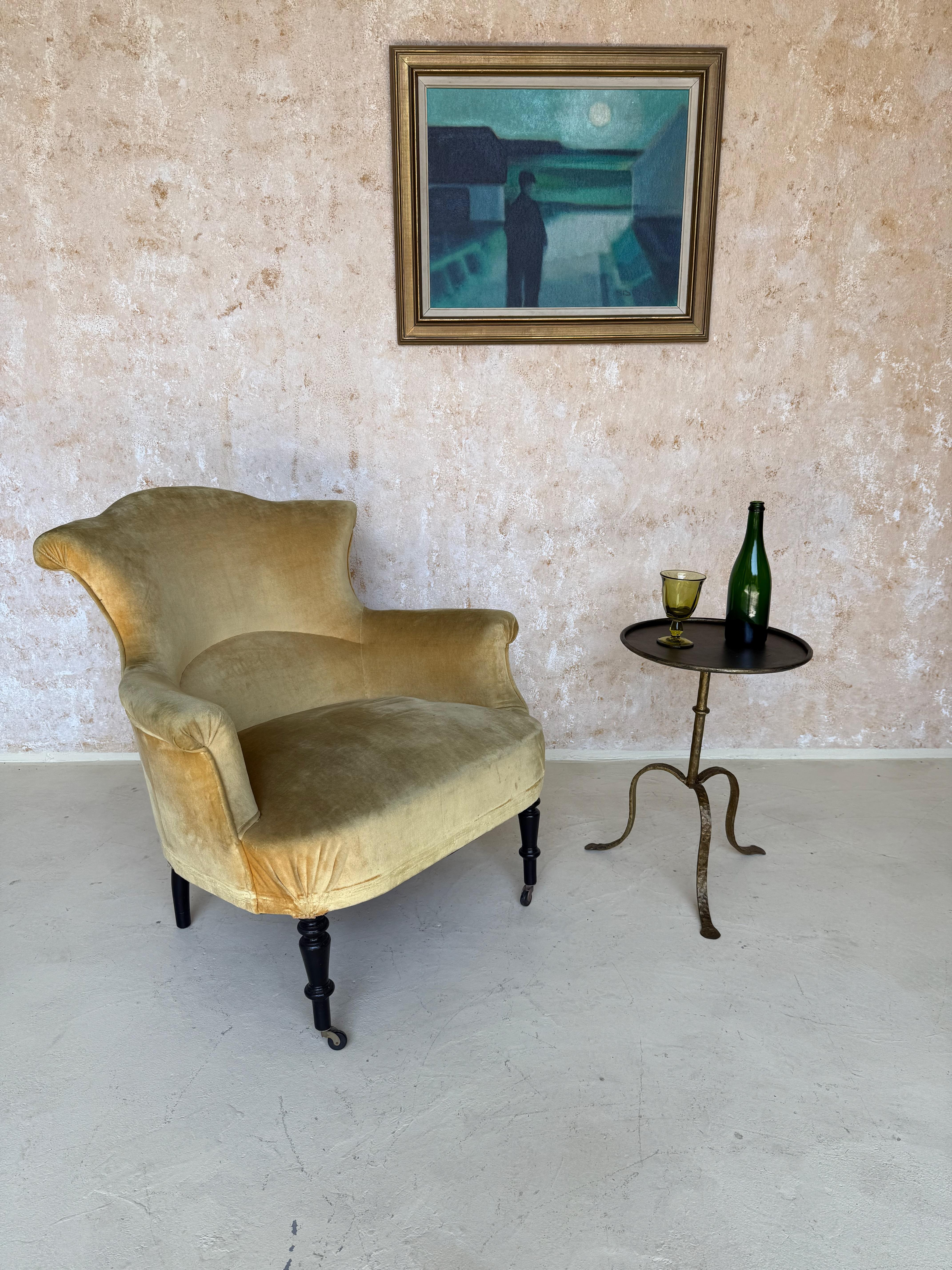 Mid-Century Modern Small Spanish Gilt Drinks Table on a Tripod Base For Sale