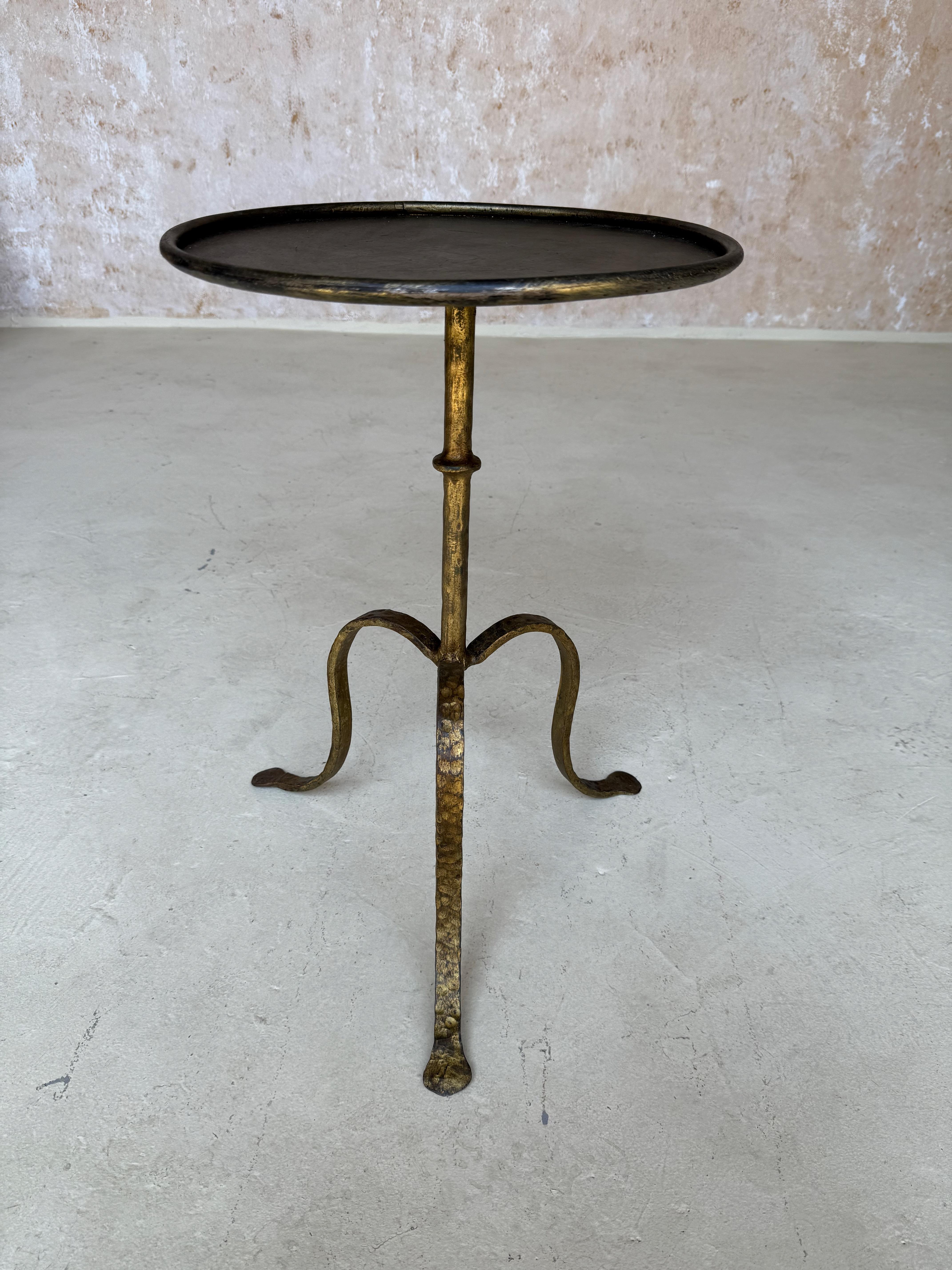 Iron Small Spanish Gilt Drinks Table on a Tripod Base For Sale