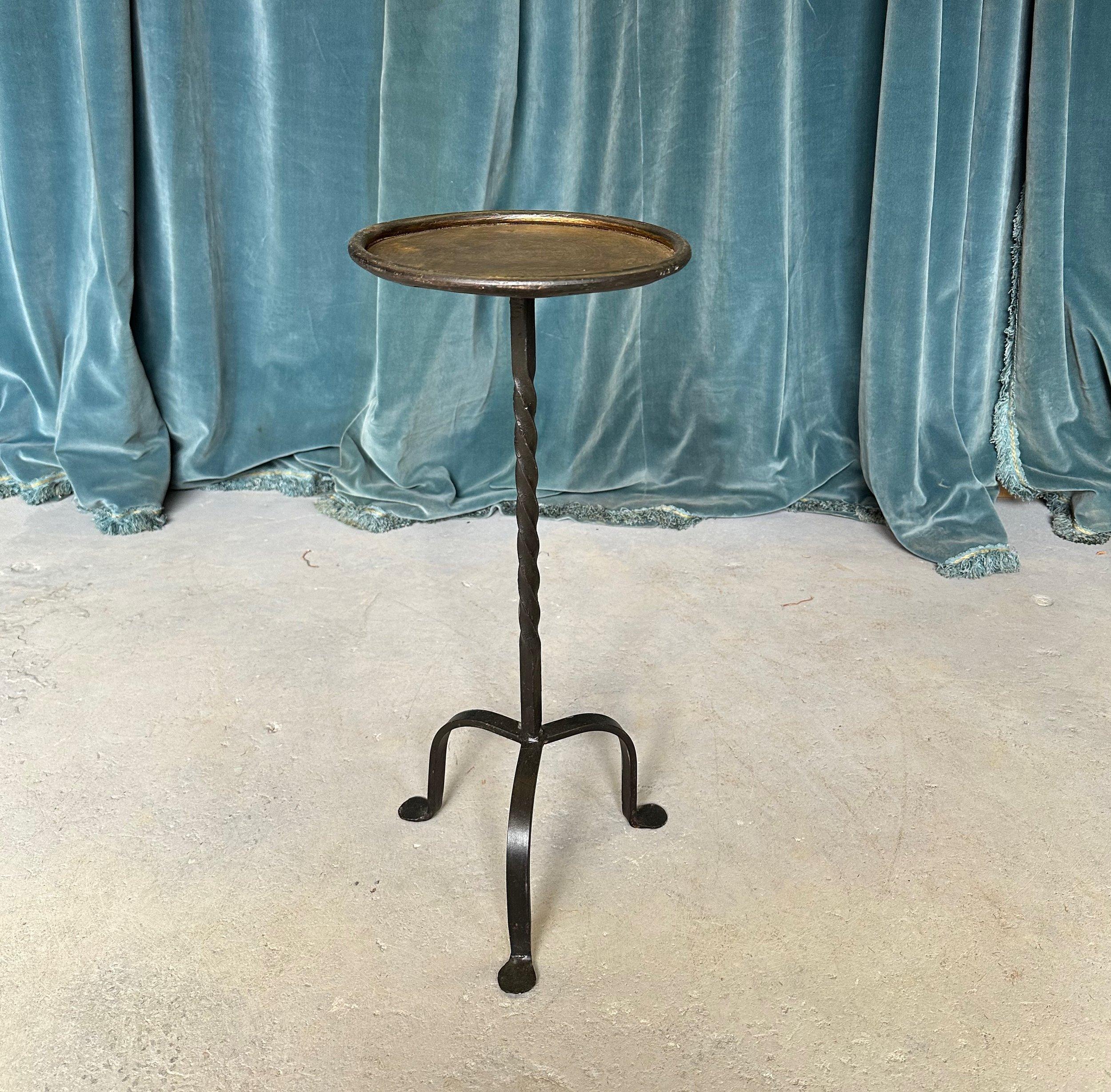 Metal Small Spanish Gilt Drinks Table with a Twisted Stem For Sale