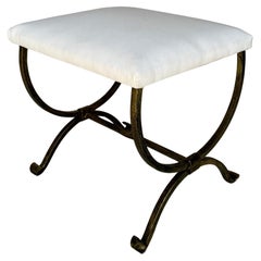 Small Spanish Gilt Iron Bench with Scrolled Feet