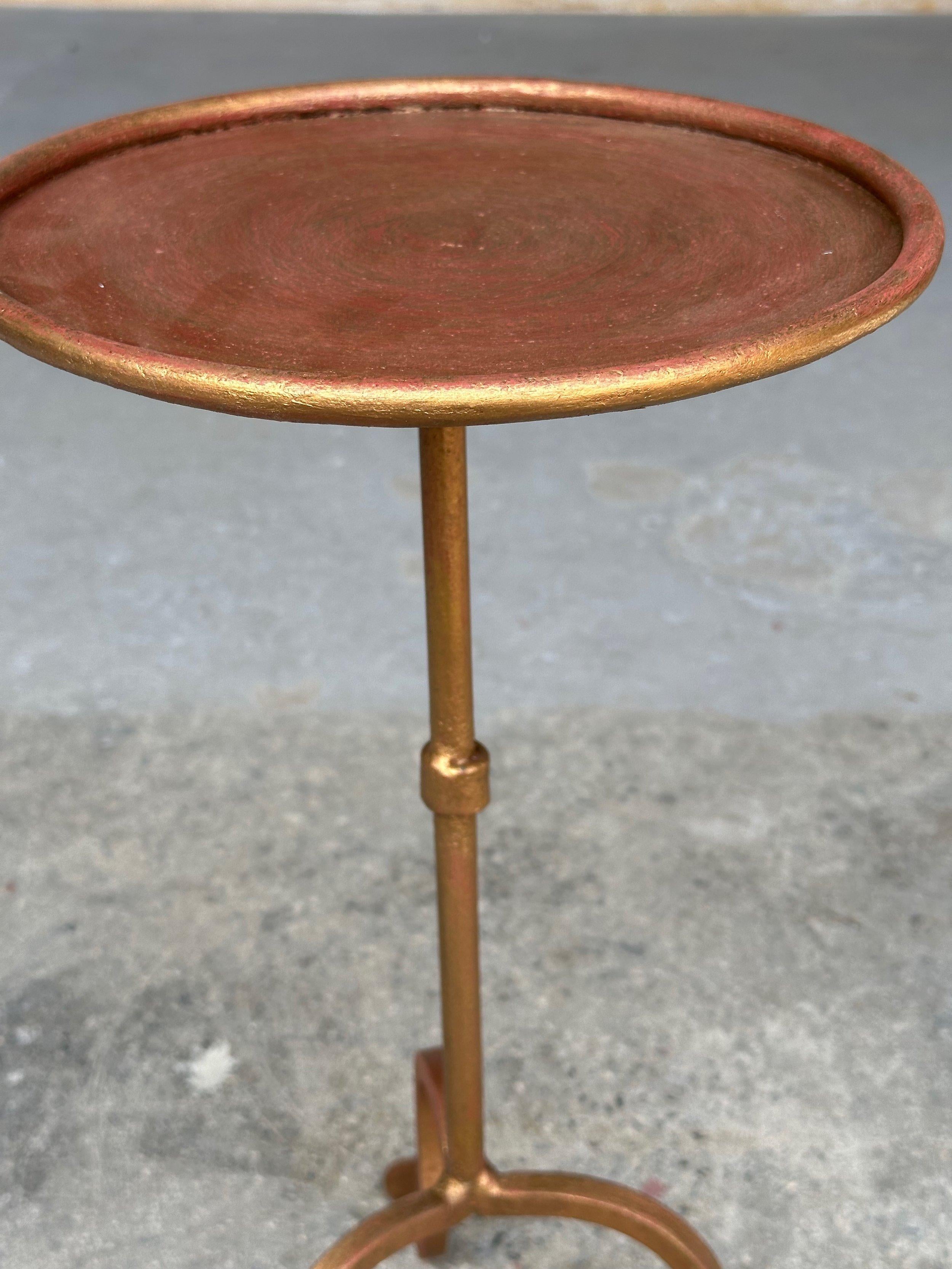 Contemporary Small Spanish Gilt Iron Drinks Table with Curved Legs For Sale