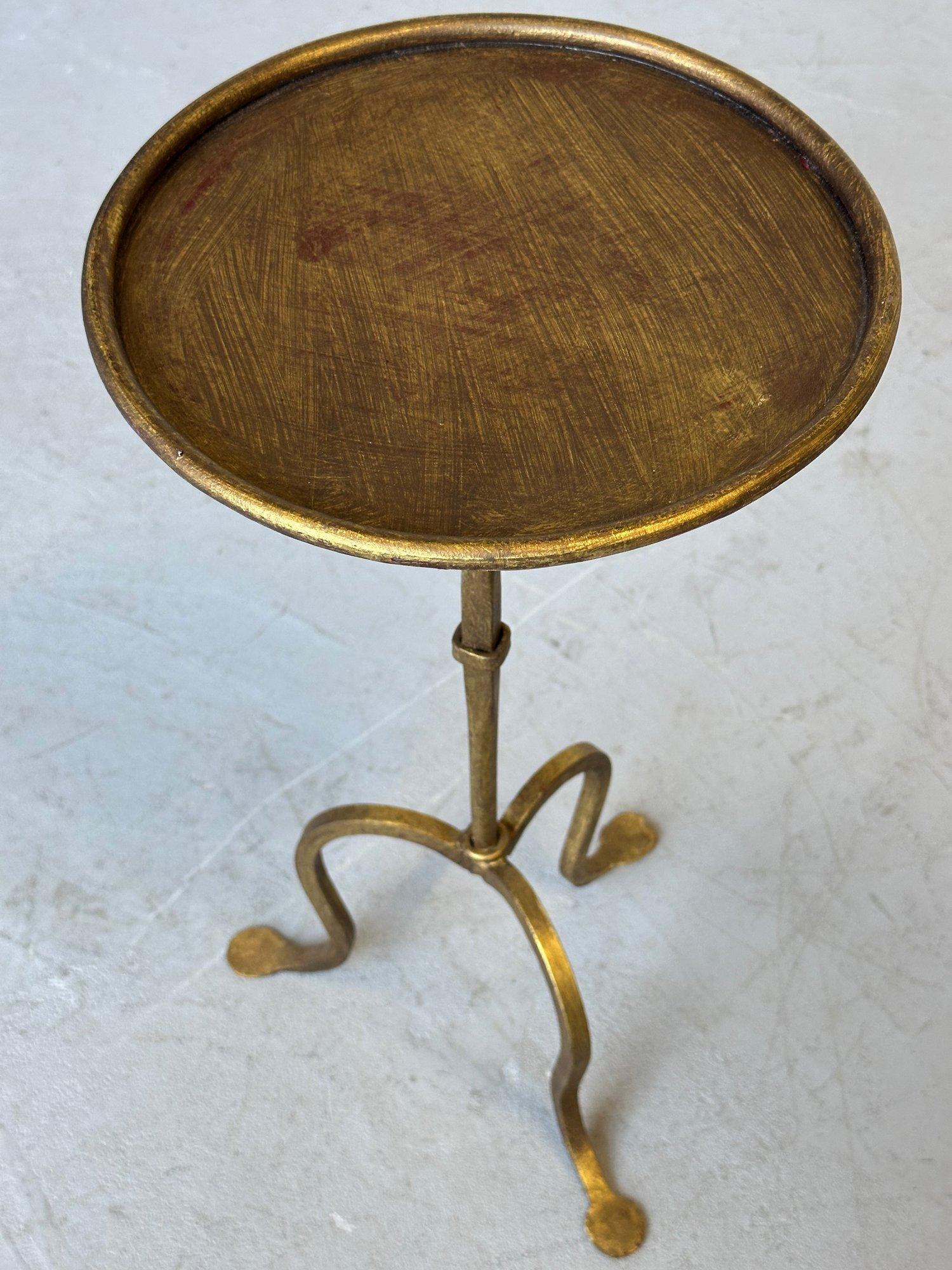 Contemporary Small Spanish Gilt Iron Drinks Table with Curved Legs