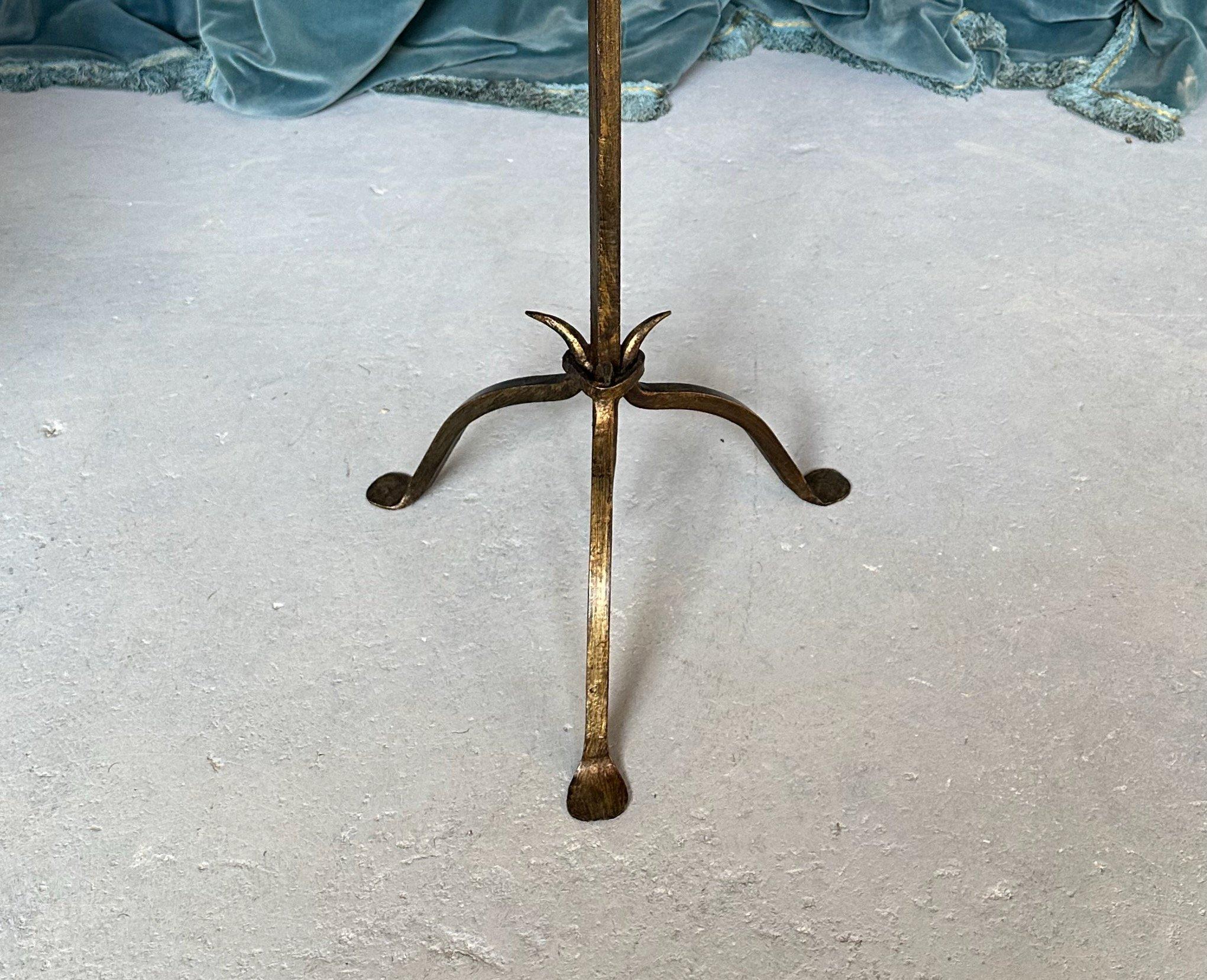 Contemporary Small Spanish Gilt Iron Drinks Table with Pointed Stem For Sale