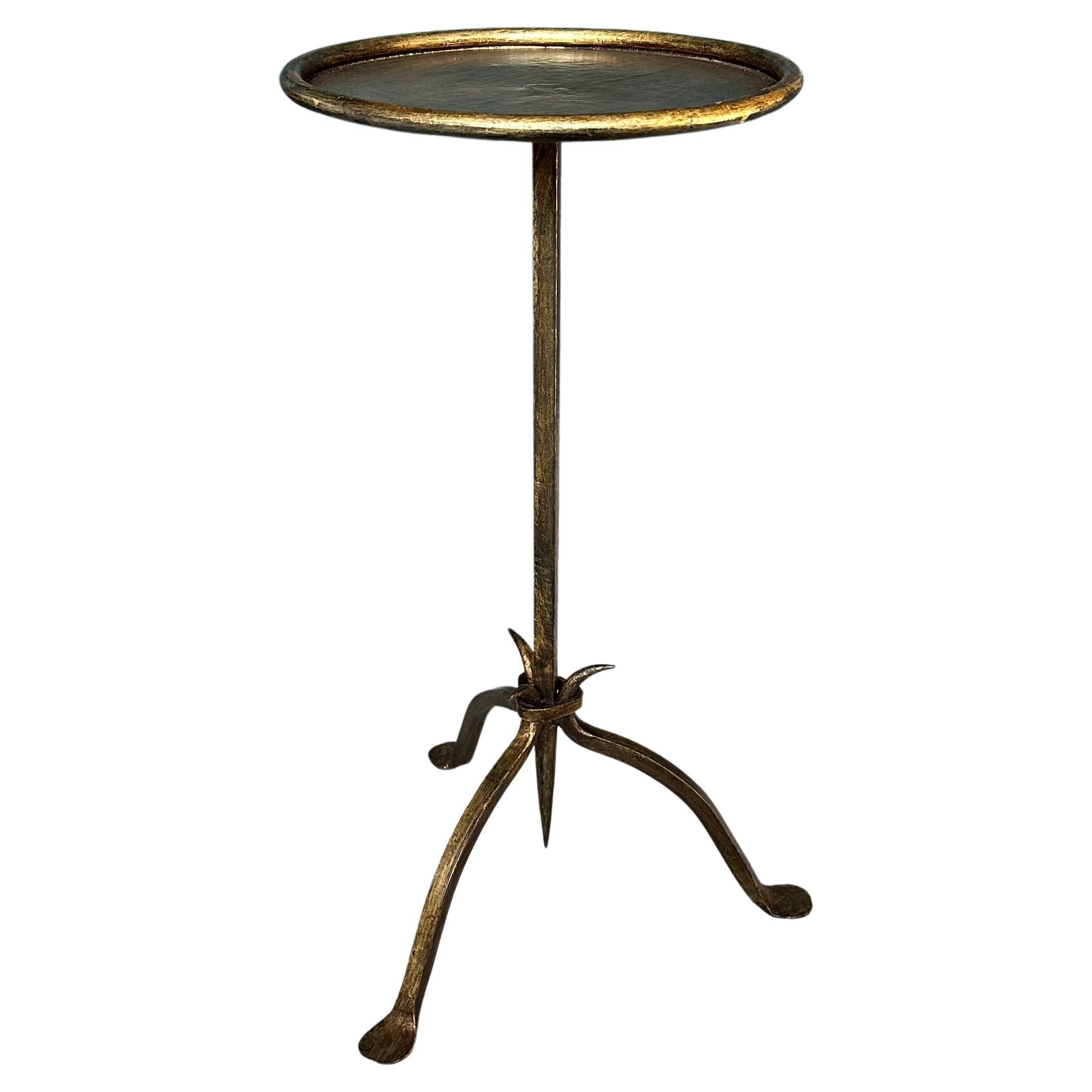 Small Spanish Gilt Iron Drinks Table with Pointed Stem For Sale