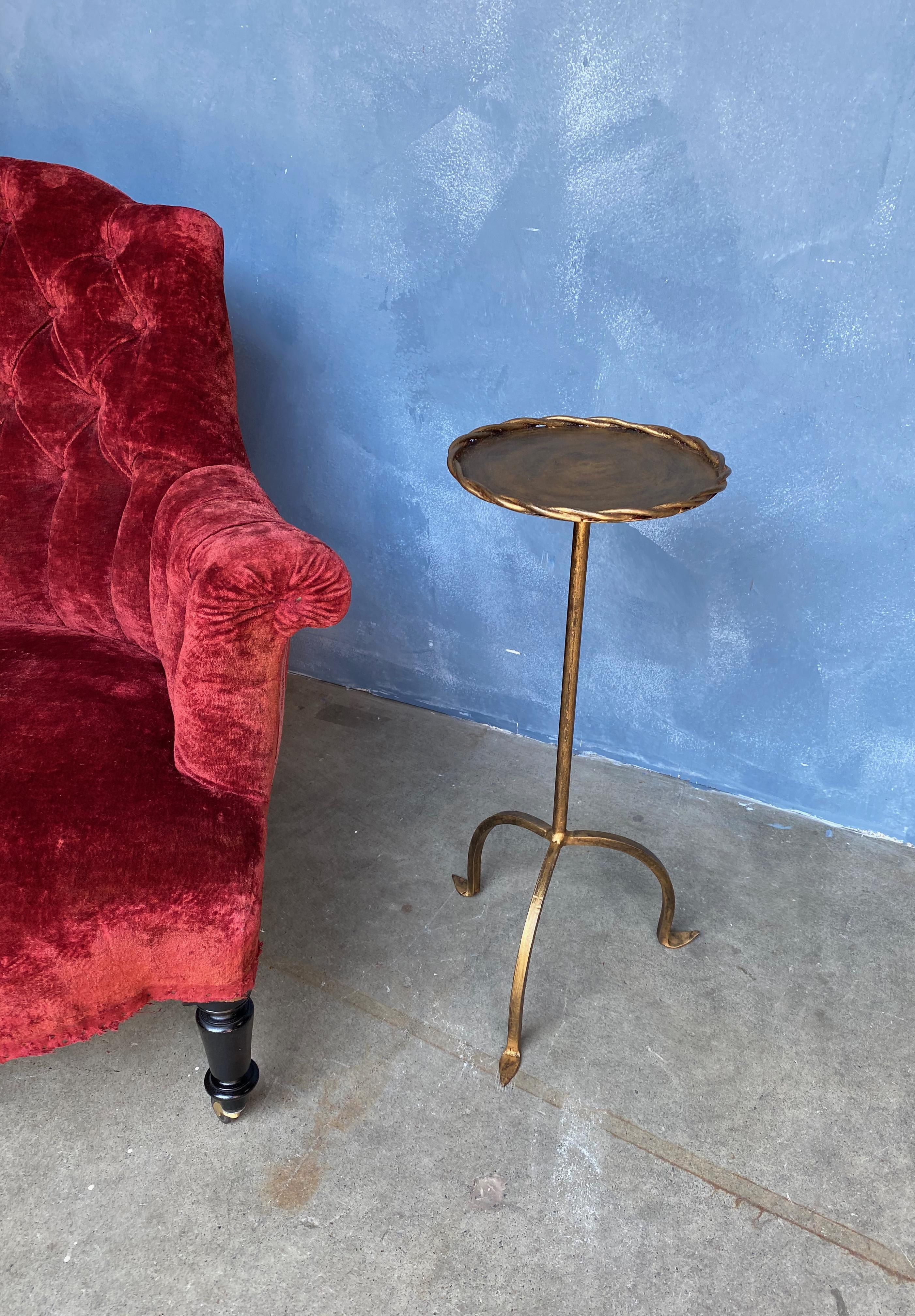 Small Spanish Gilt Iron Martini Side Table 7