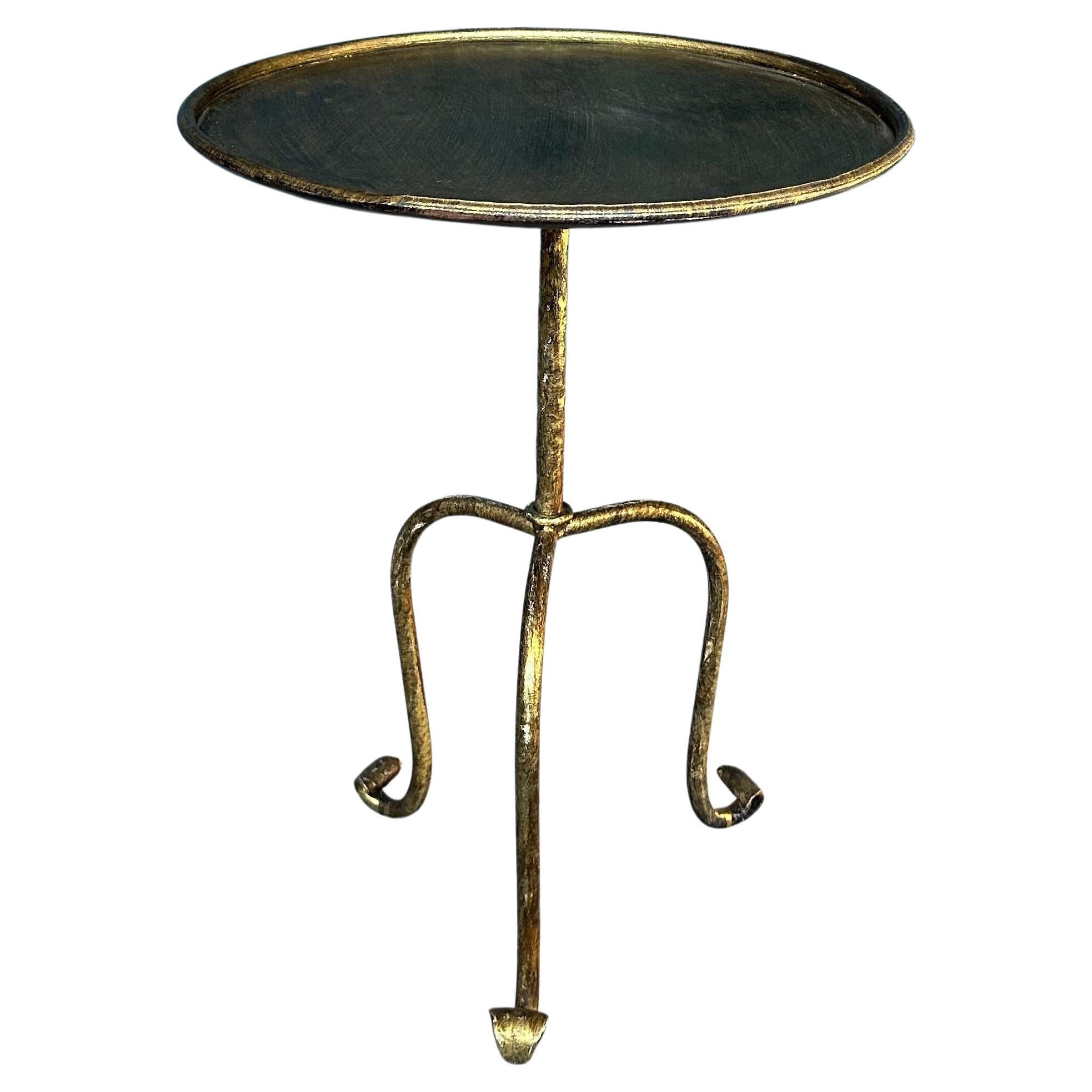 Small Spanish Gilt Iron Side Table For Sale