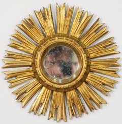 Small Spanish Gilt Starburst or Sunburst Mirror (Diameter 11 1/2)