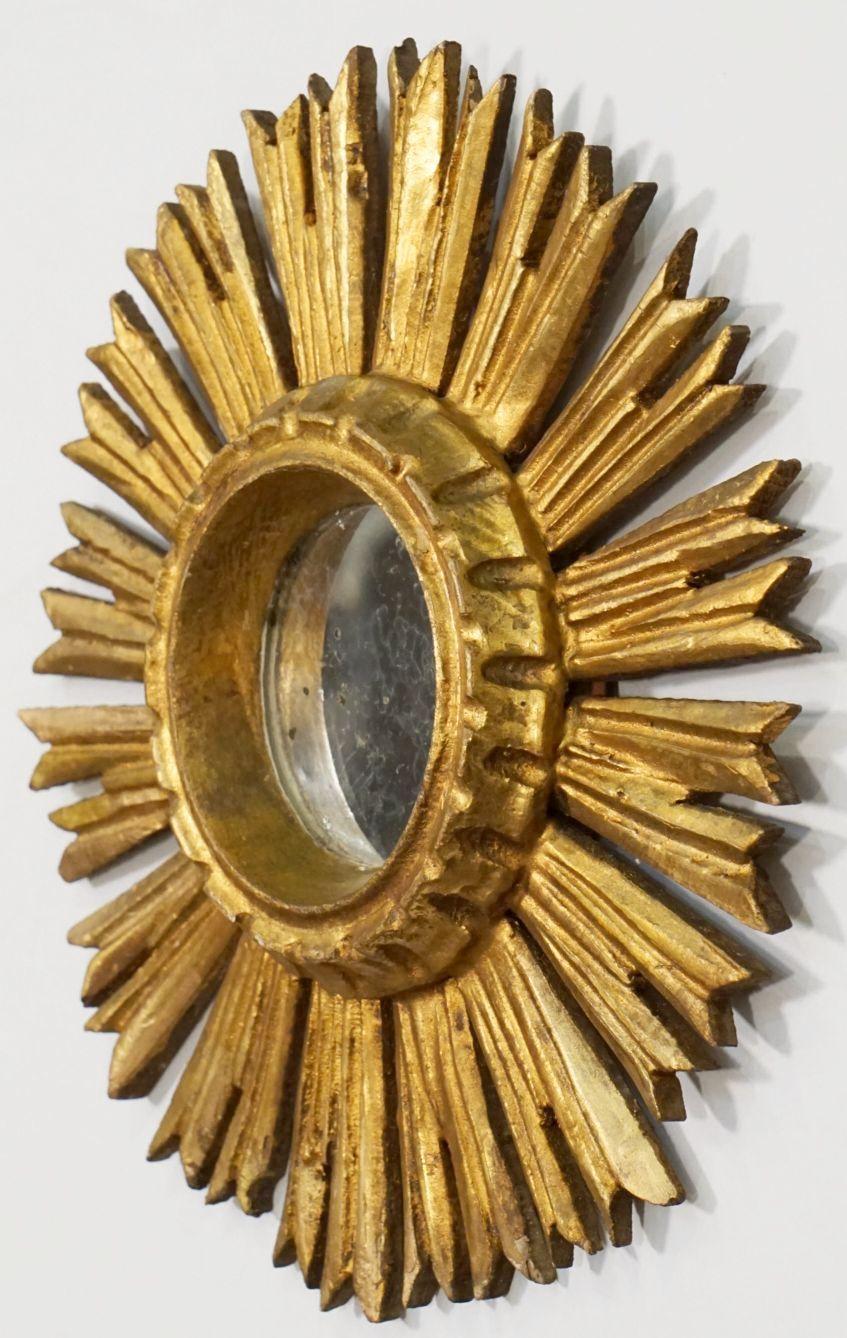 20th Century Small Spanish Gilt Starburst or Sunburst Mirror (Diameter 11 1/2)