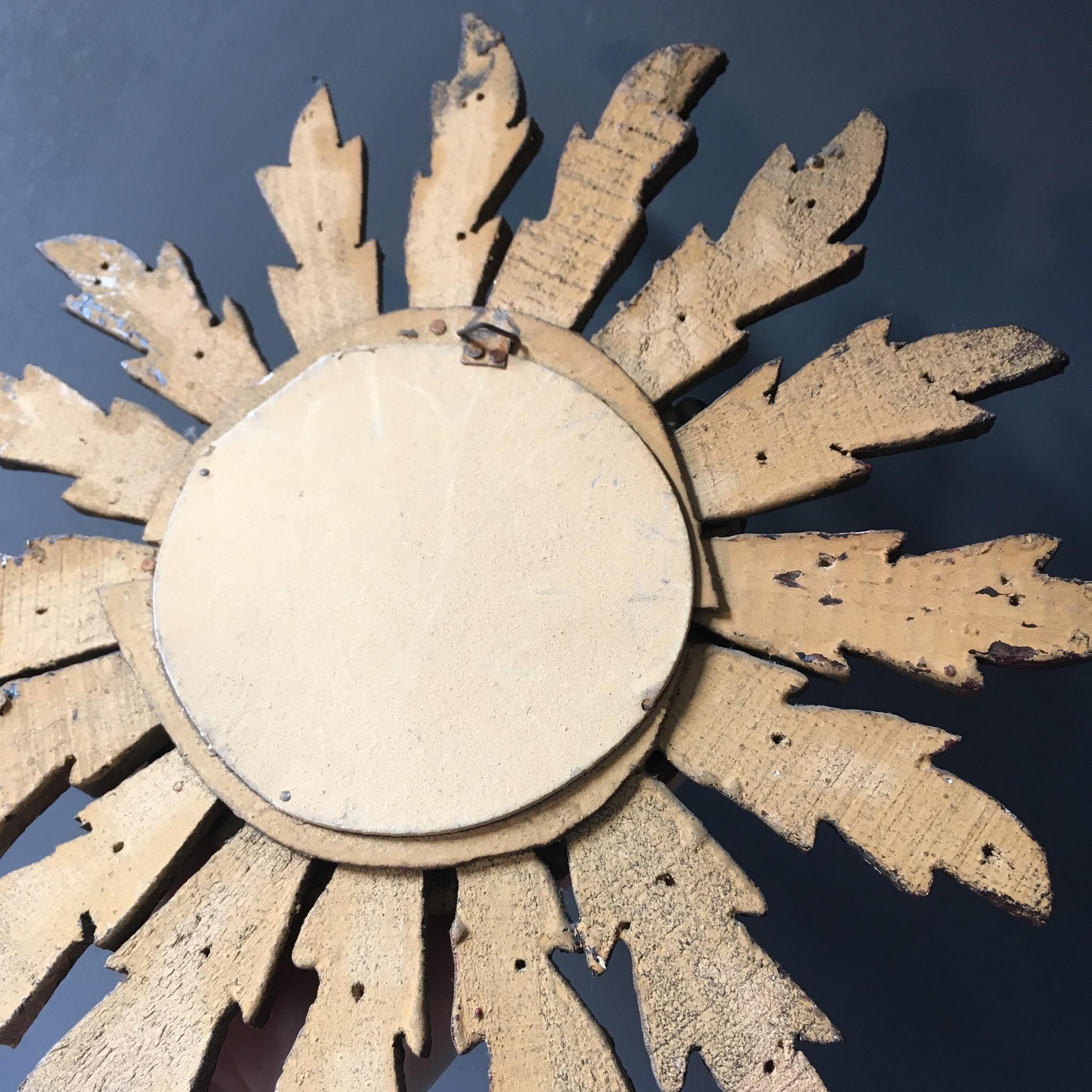 Small Spanish Handcrafted Wooden Sunburst Mirror 7