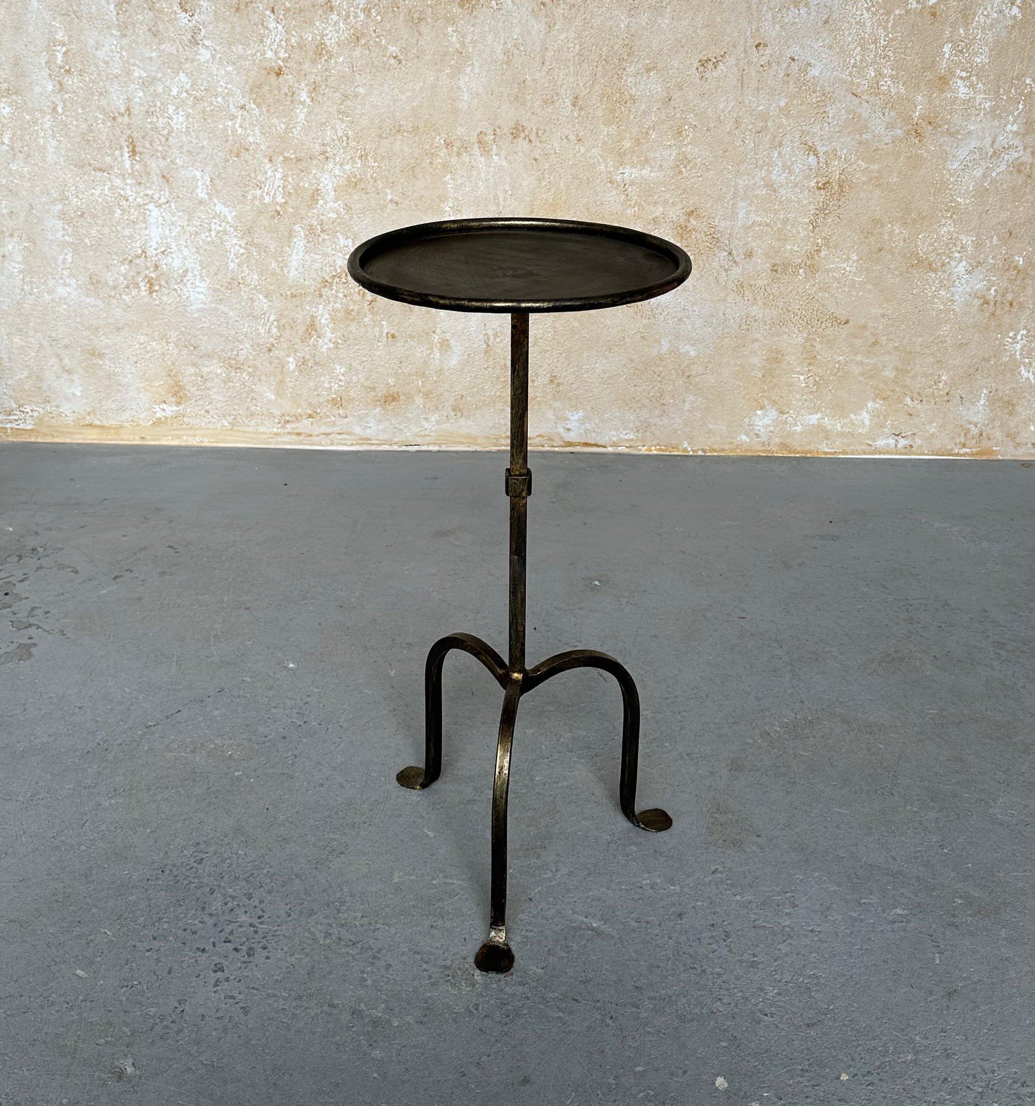 Contemporary Small Spanish Iron Drinks Table on a Tripod Base For Sale
