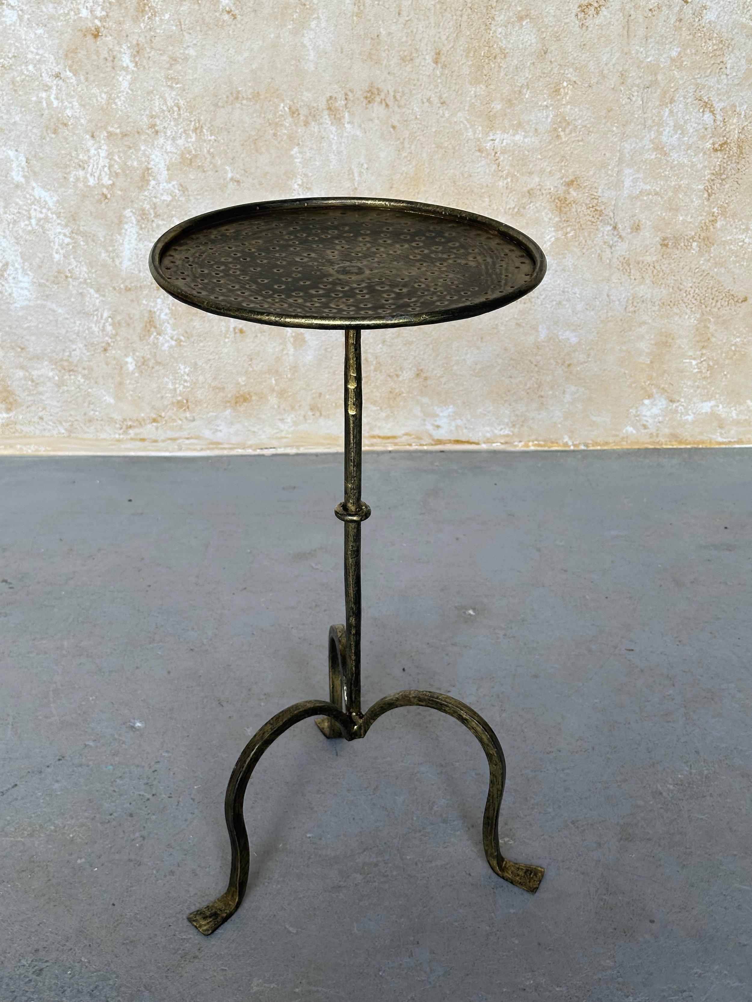Contemporary Small Spanish Iron Drinks Table on a Tripod Base For Sale