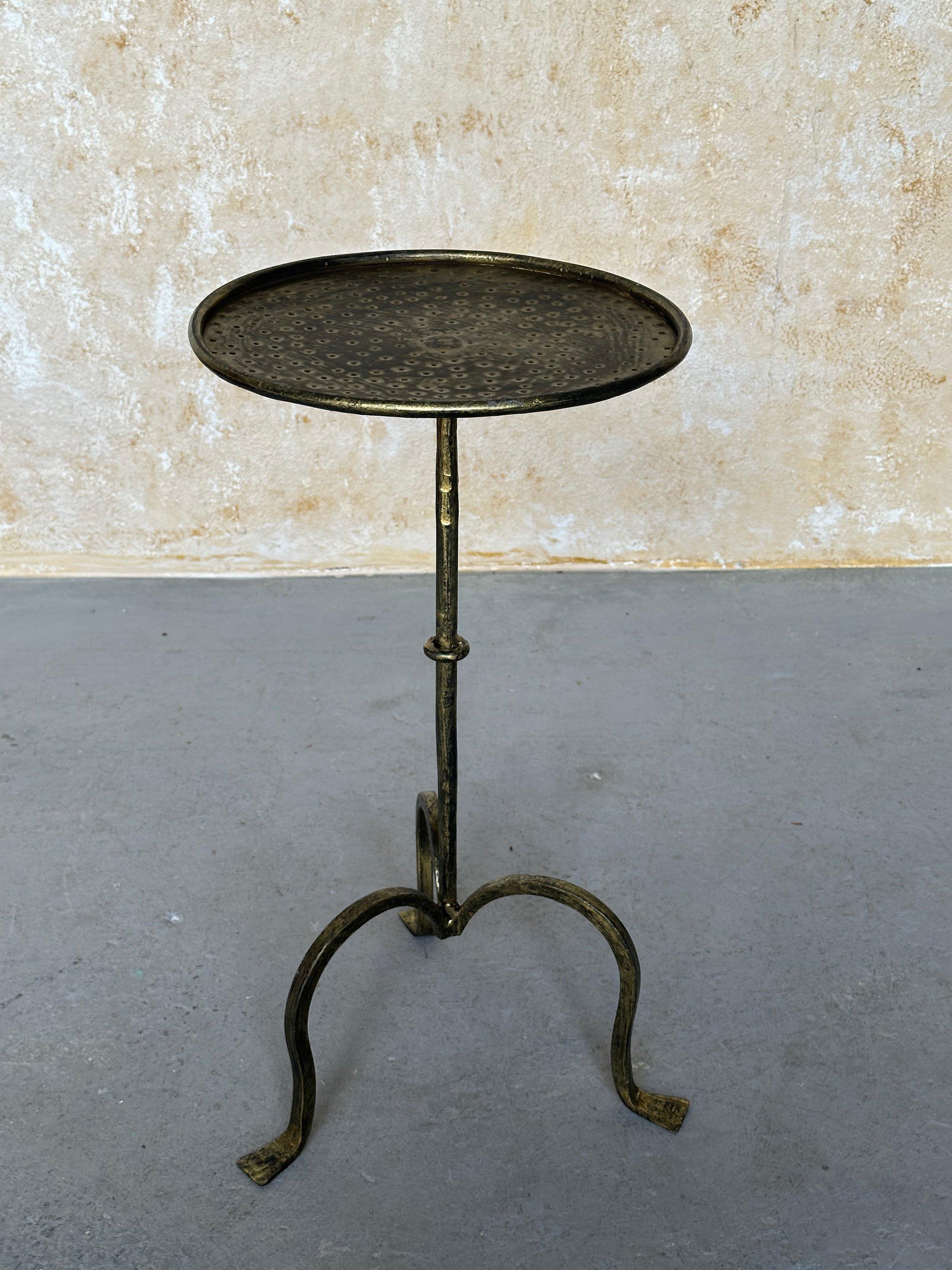 Contemporary Small Spanish Iron Drinks Table on a Tripod Base