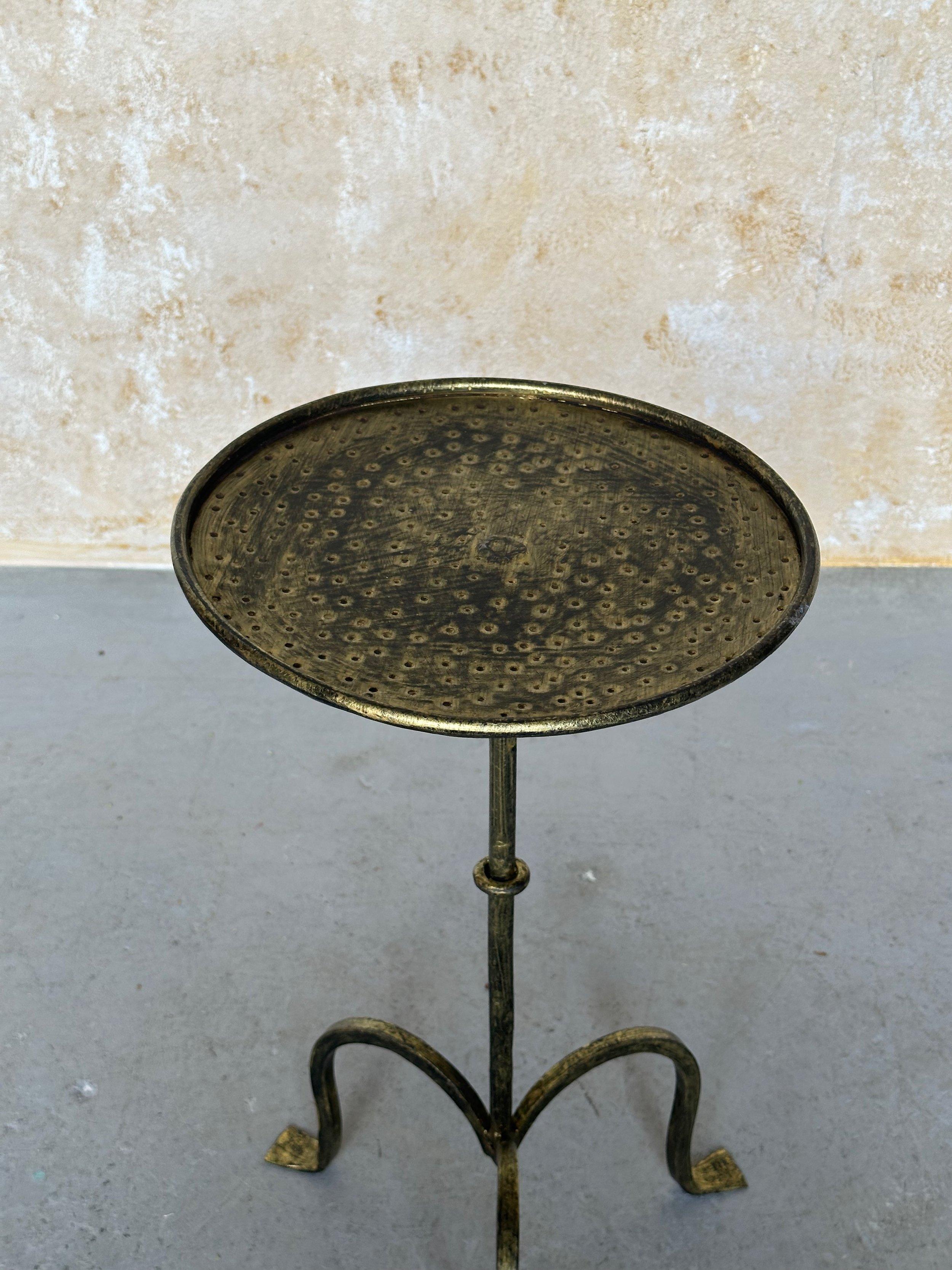 Small Spanish Iron Drinks Table on a Tripod Base 3