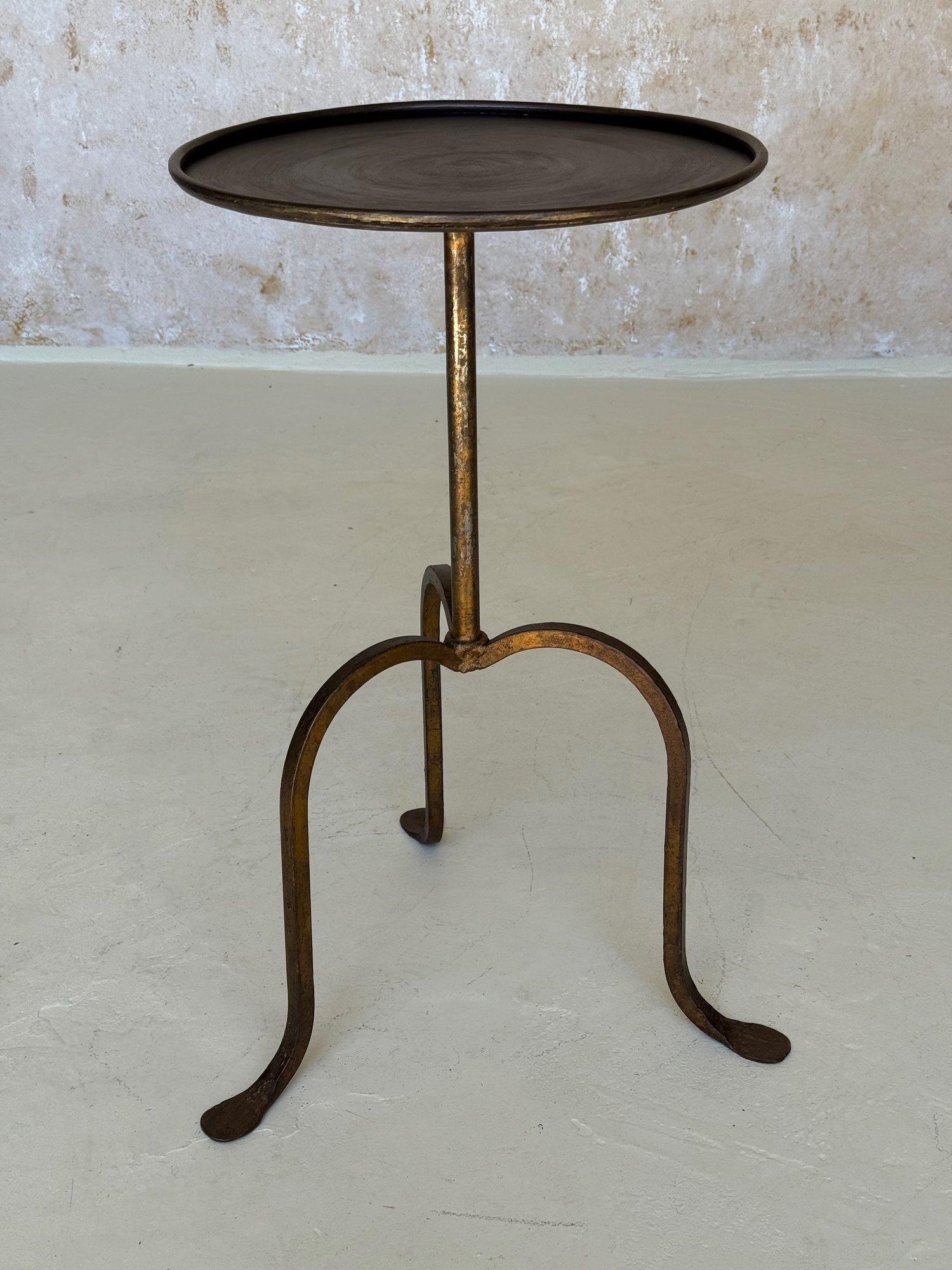 Contemporary Small Spanish Iron Drinks Table on an Elevated Tripod Base For Sale