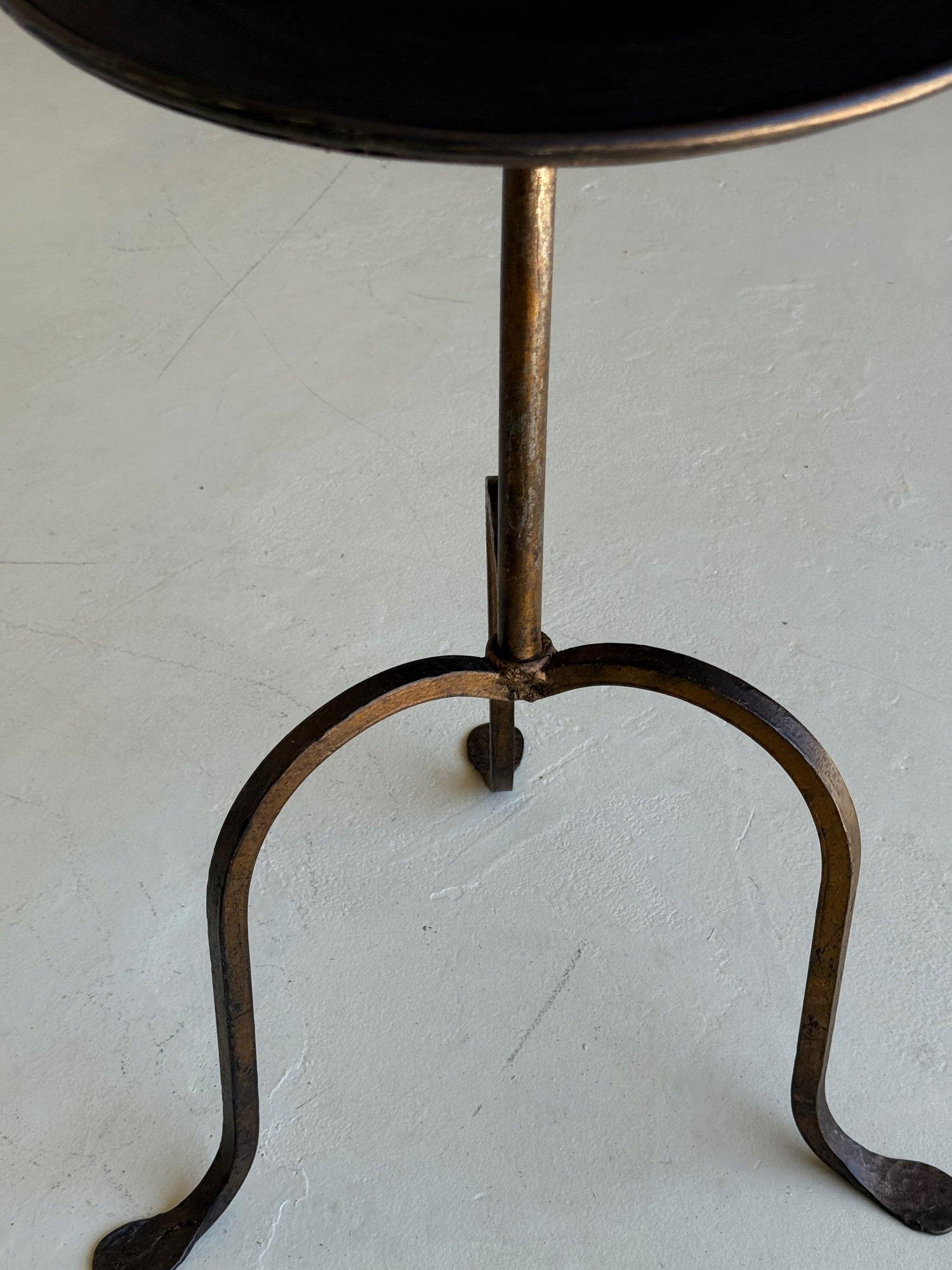 Small Spanish Iron Drinks Table on an Elevated Tripod Base For Sale 2