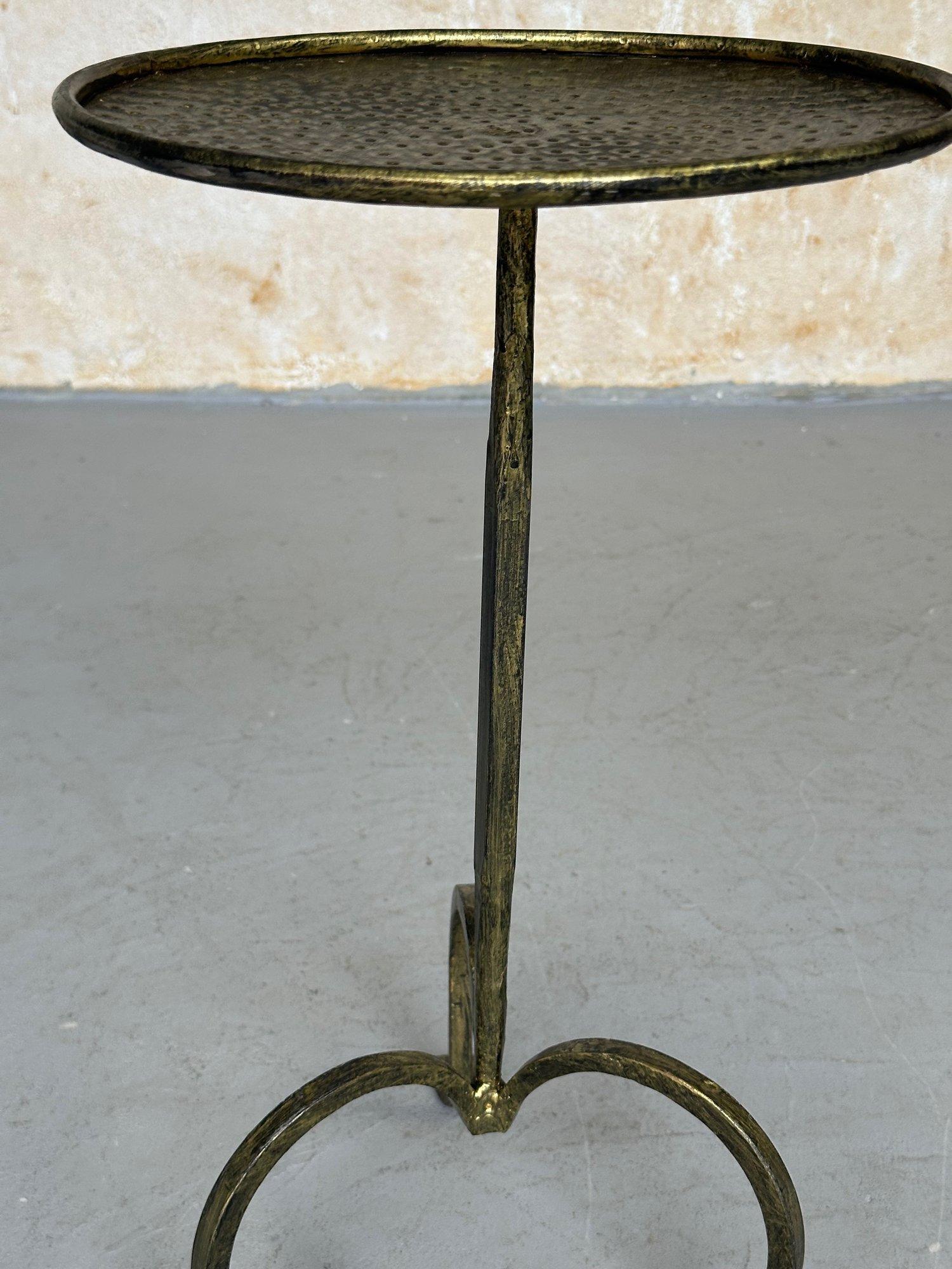 Small Spanish Iron Drinks Table with Hammered Top For Sale 5