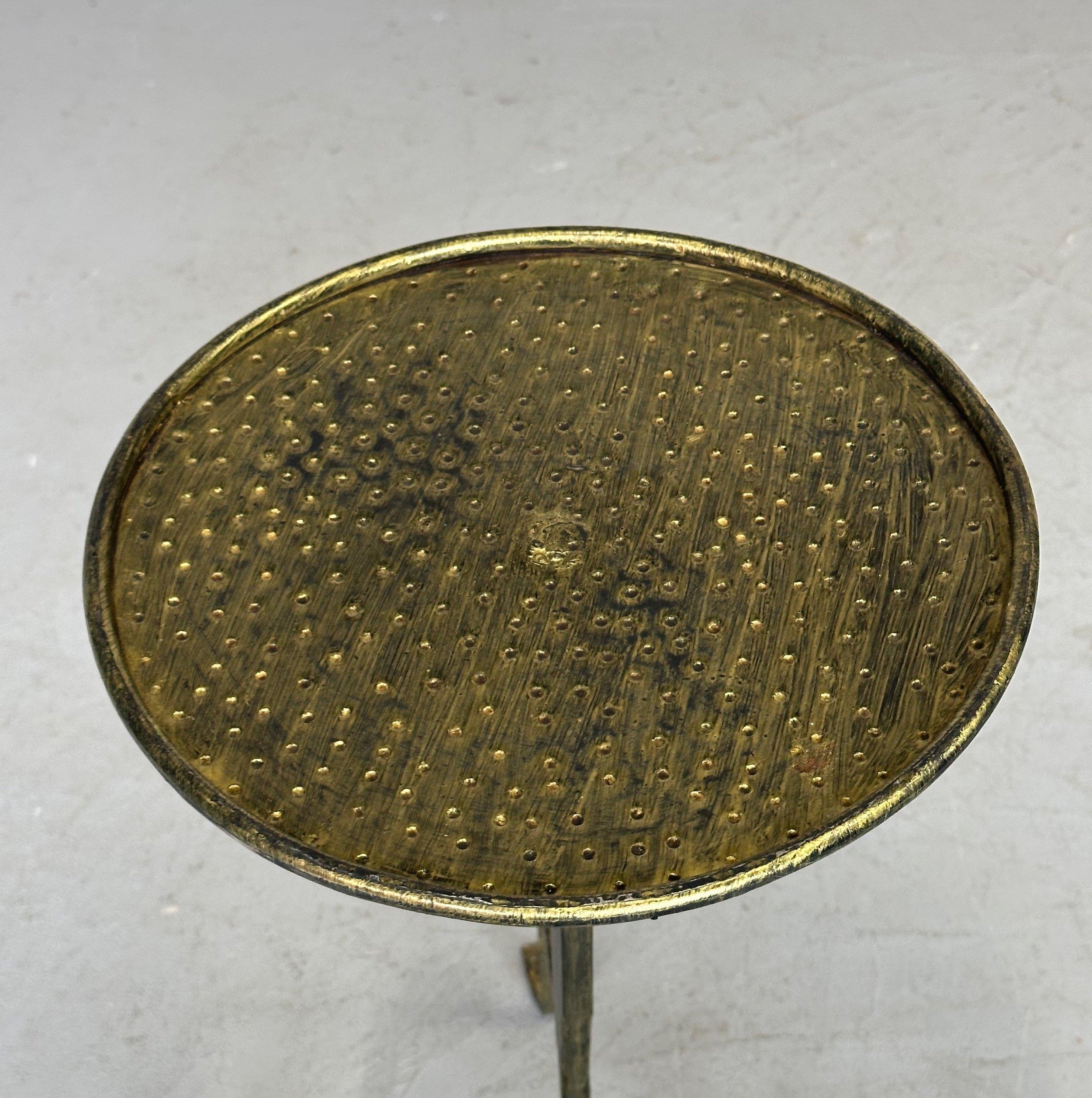 Small Spanish Iron Drinks Table with Hammered Top For Sale 6