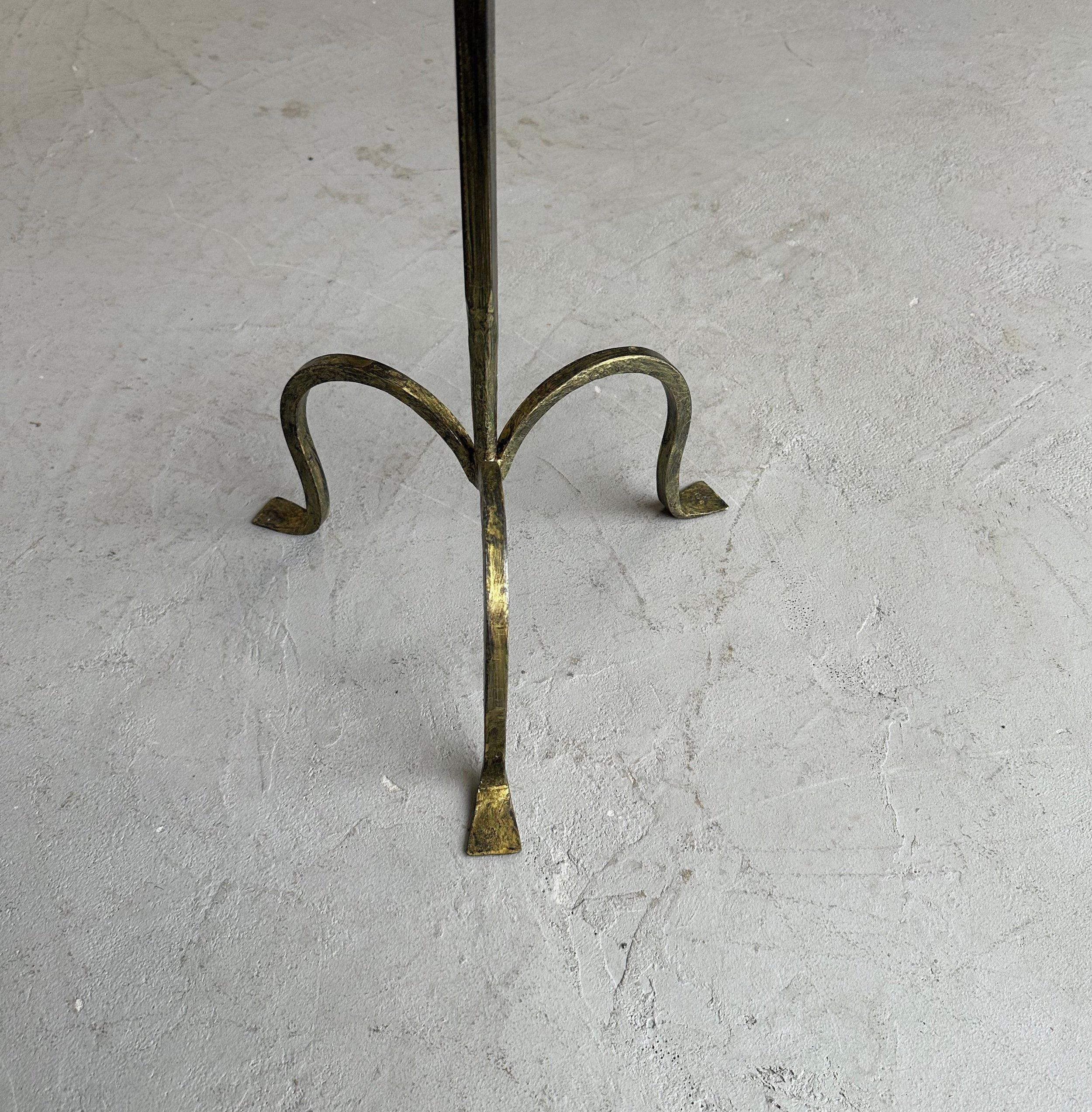 Gilt Small Spanish Iron Drinks Table with Hammered Top For Sale