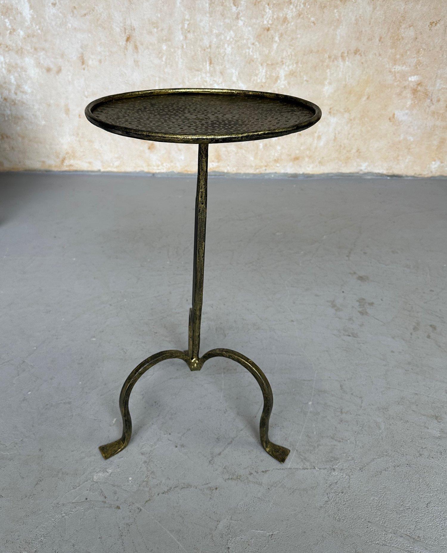 Small Spanish Iron Drinks Table with Hammered Top For Sale 2