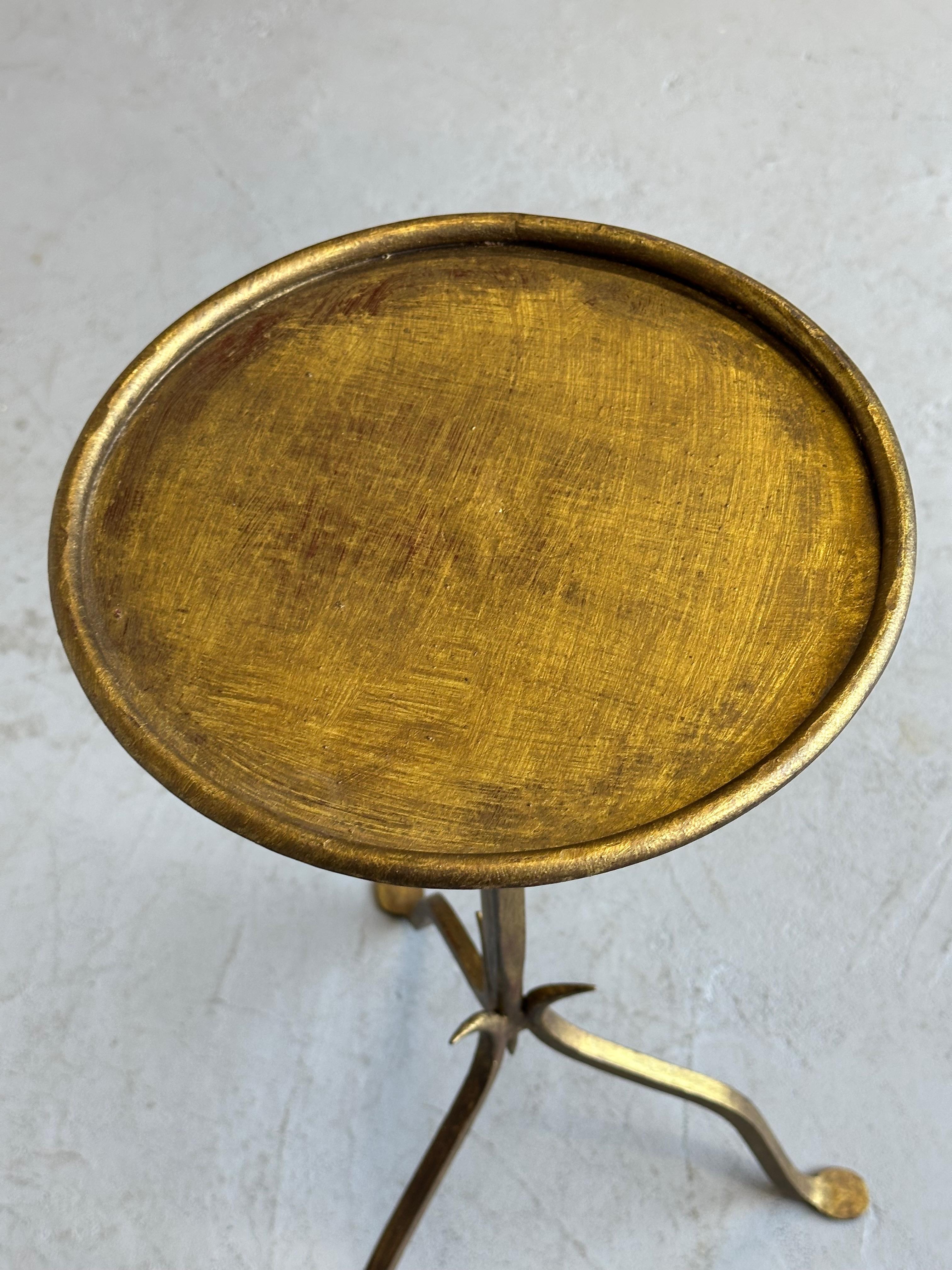 Mid-Century Modern Small Spanish Iron Drinks Table with Pointed Stem For Sale