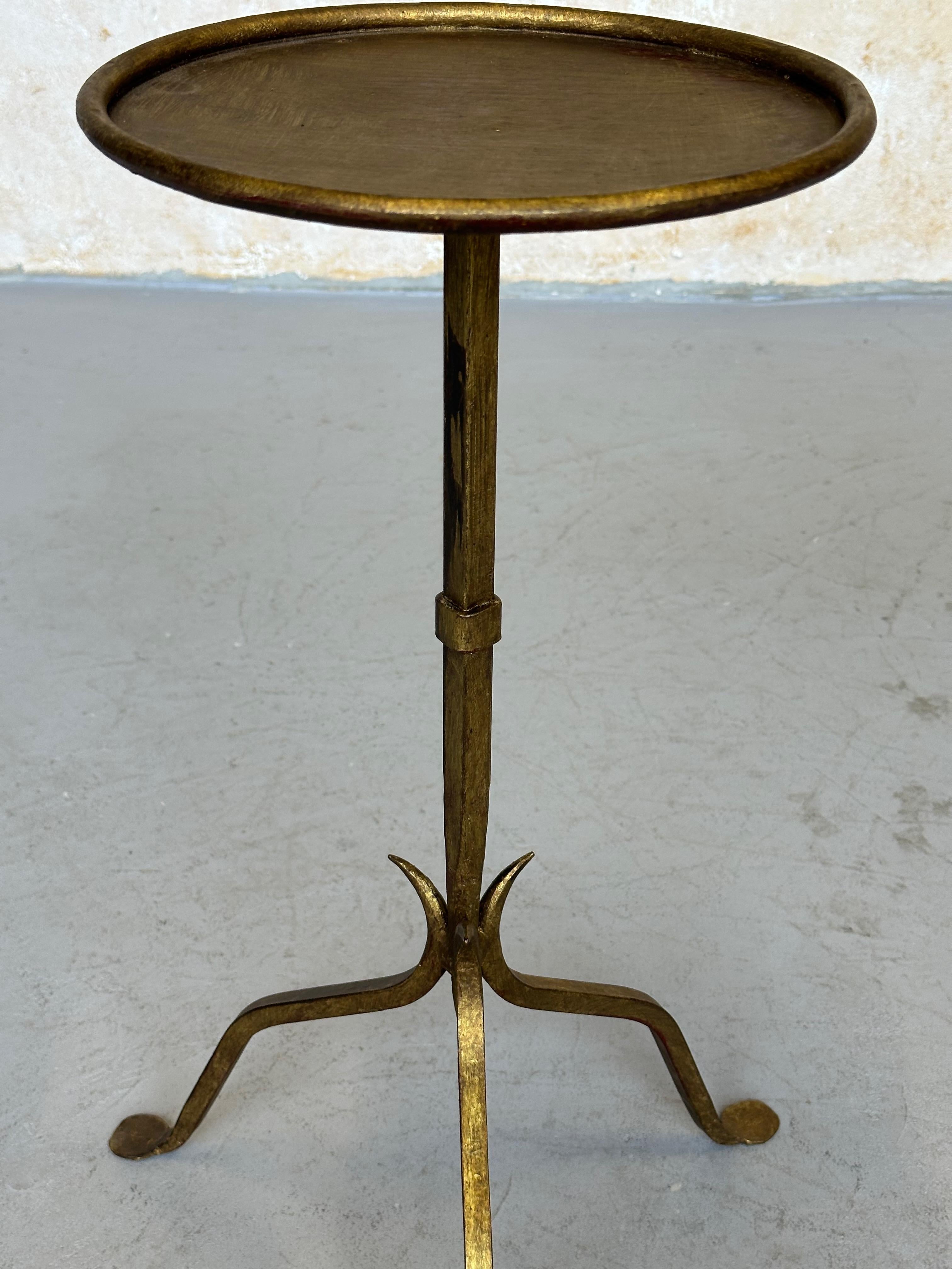 Contemporary Small Spanish Iron Drinks Table with Pointed Stem For Sale