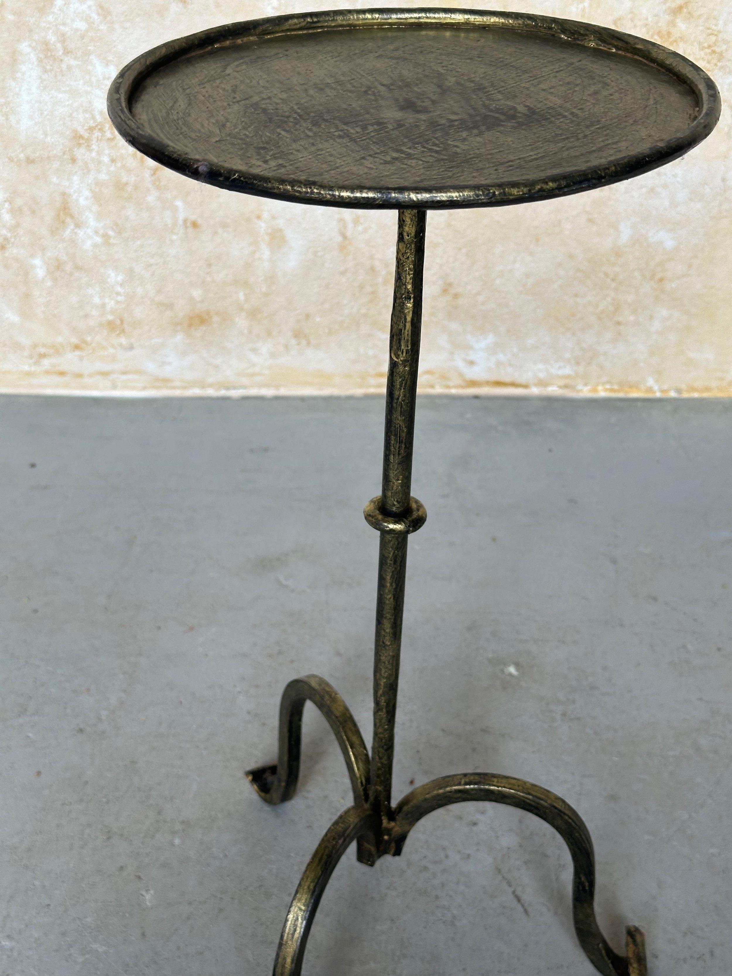 Contemporary Small Spanish Iron Drinks Table with Scrolled Feet