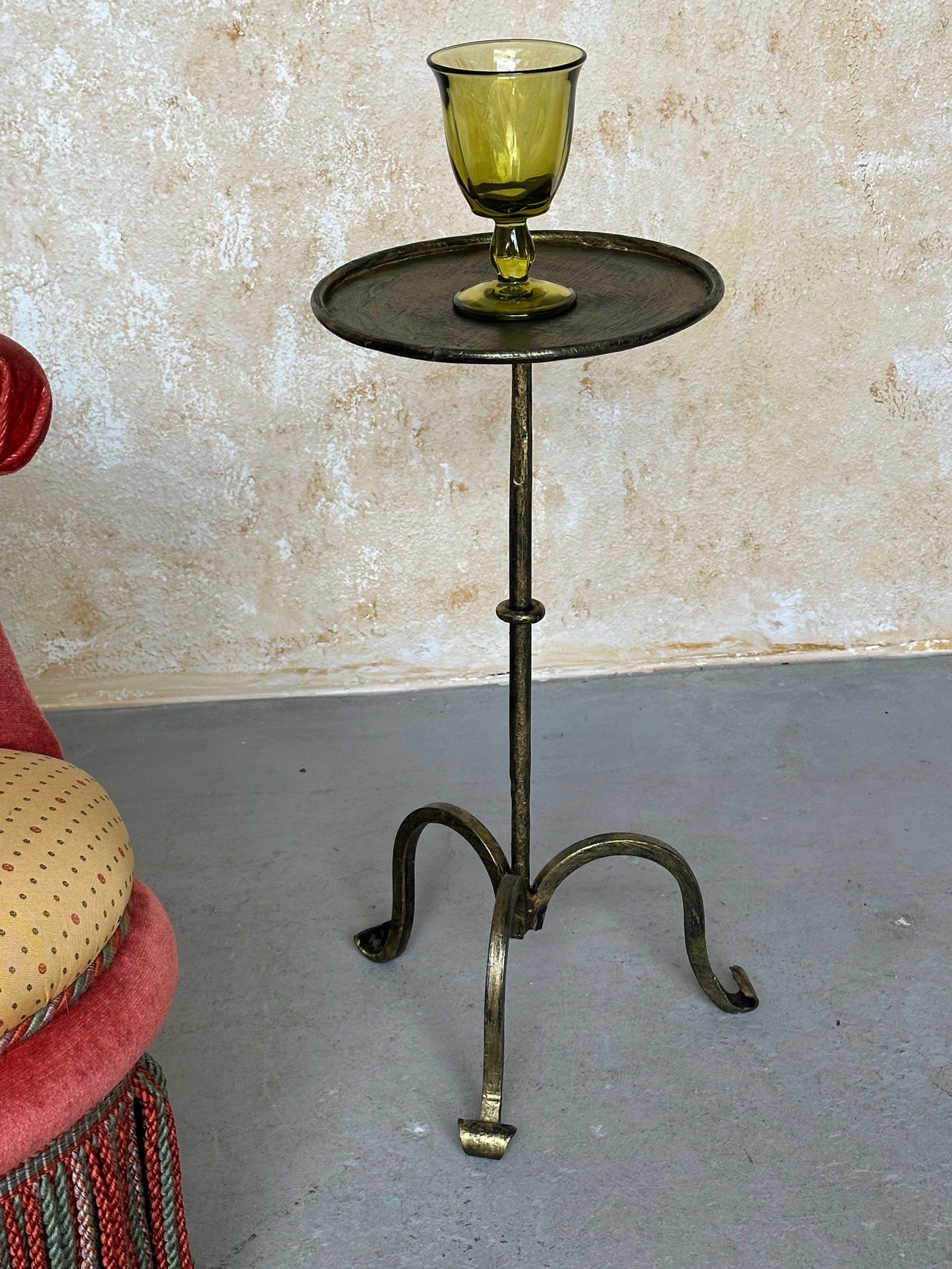 Small Spanish Iron Drinks Table with Scrolled Feet 3