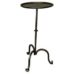 Small Spanish Iron Drinks Table with Scrolled Feet