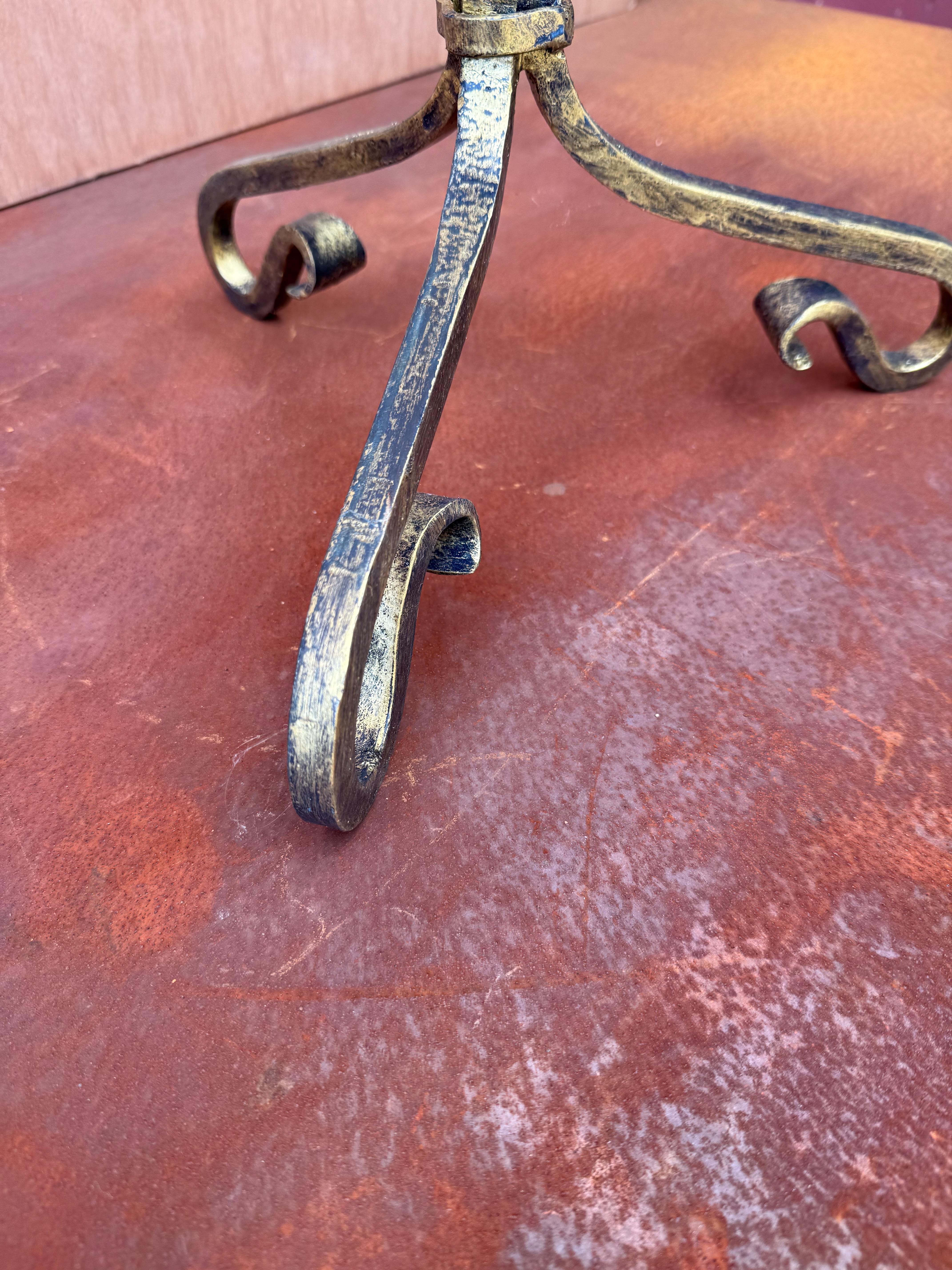 Small Spanish Iron Drinks Table with Scrolled Legs For Sale 9
