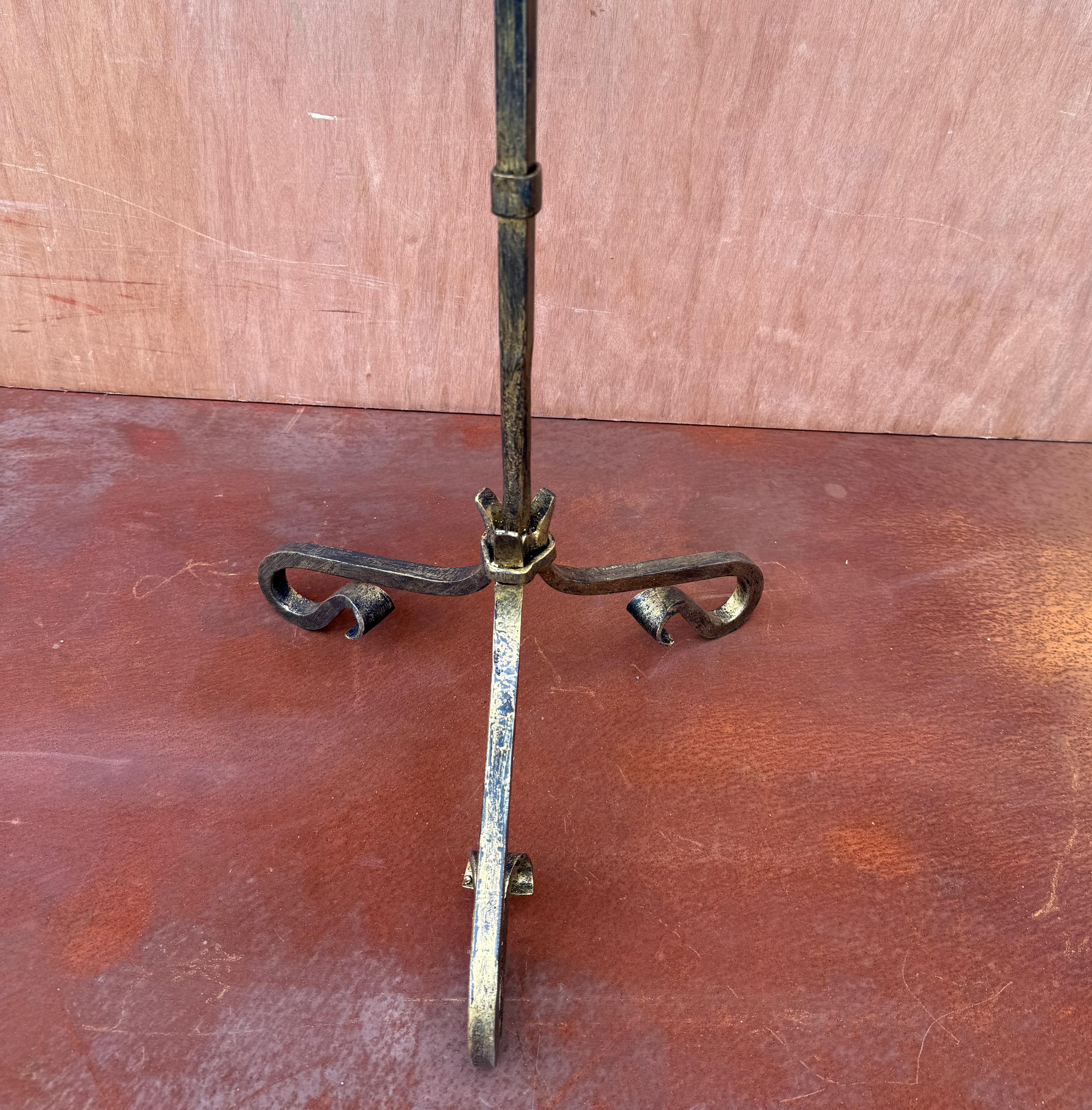 Contemporary Small Spanish Iron Drinks Table with Scrolled Legs For Sale