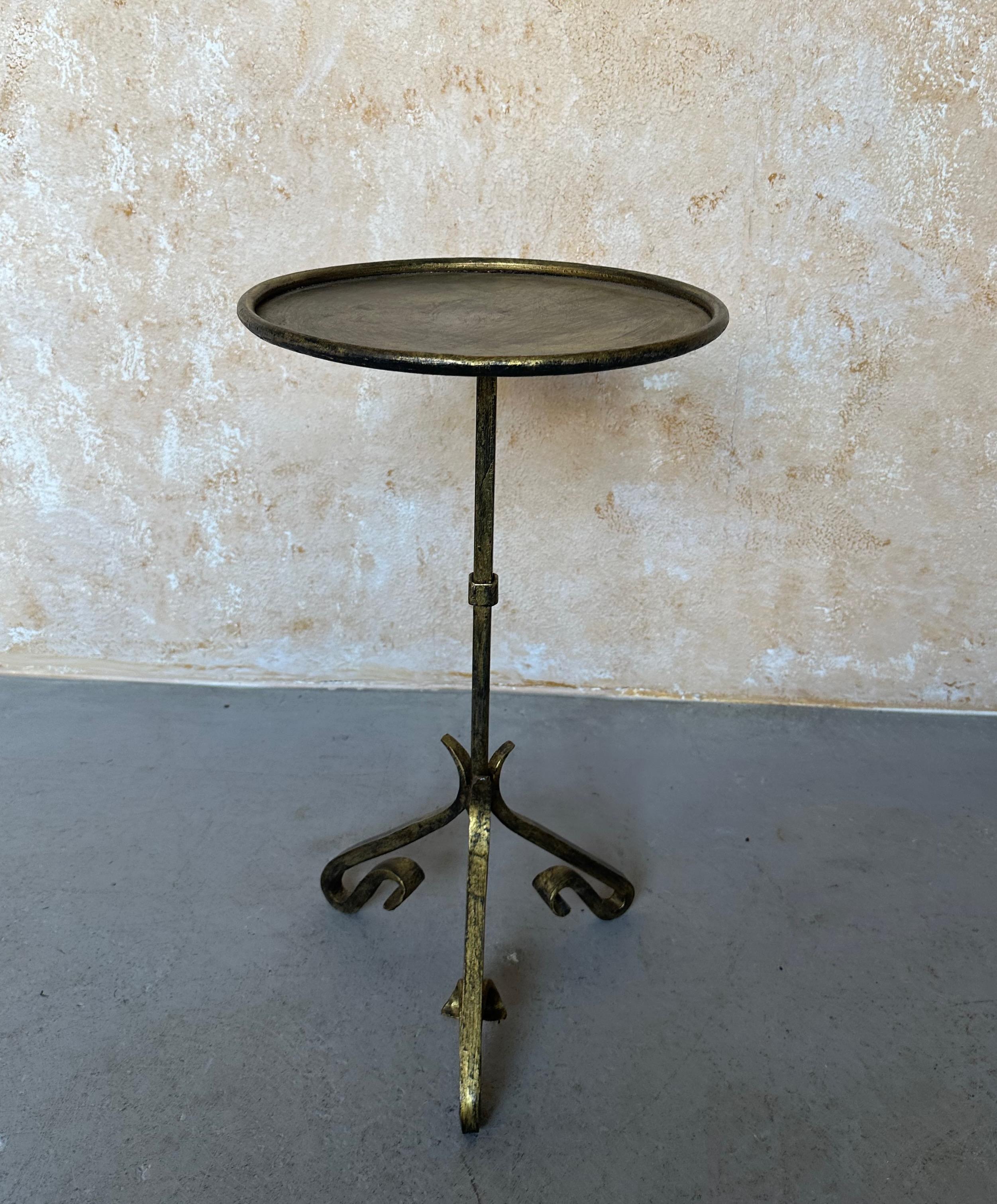 Contemporary Small Spanish Iron Drinks Table with Scrolled Legs For Sale