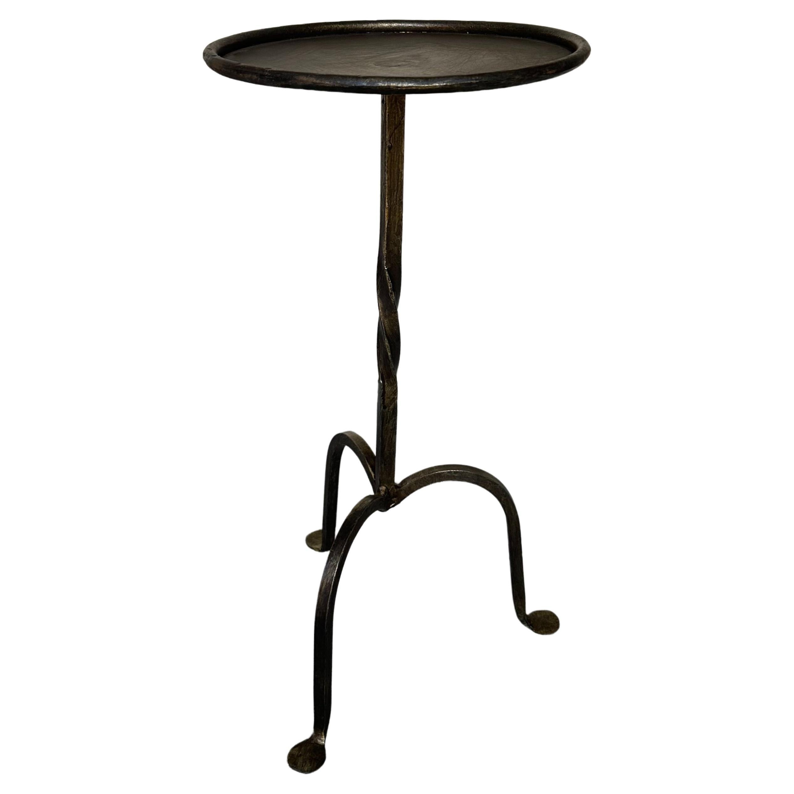Small Spanish Iron Drinks Table with Twisted Stem For Sale