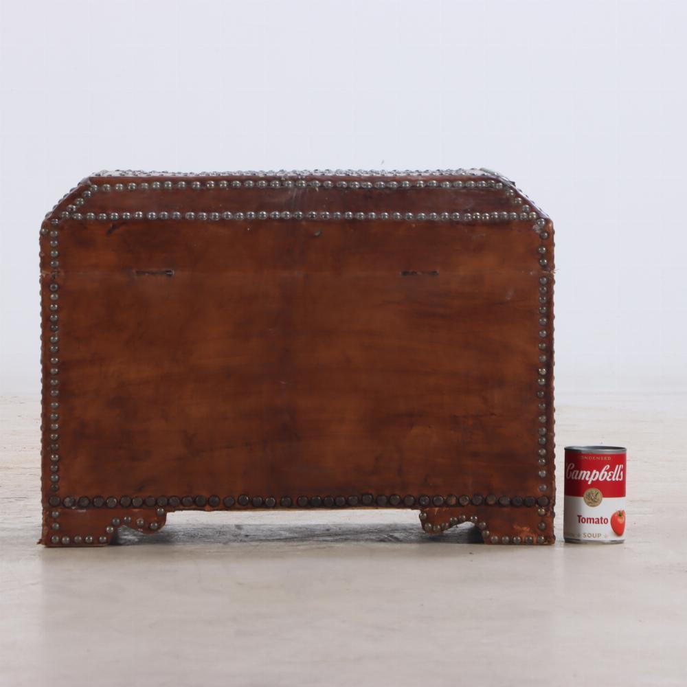 Steel Small Spanish Studded Leather Trunk, early 19th C.