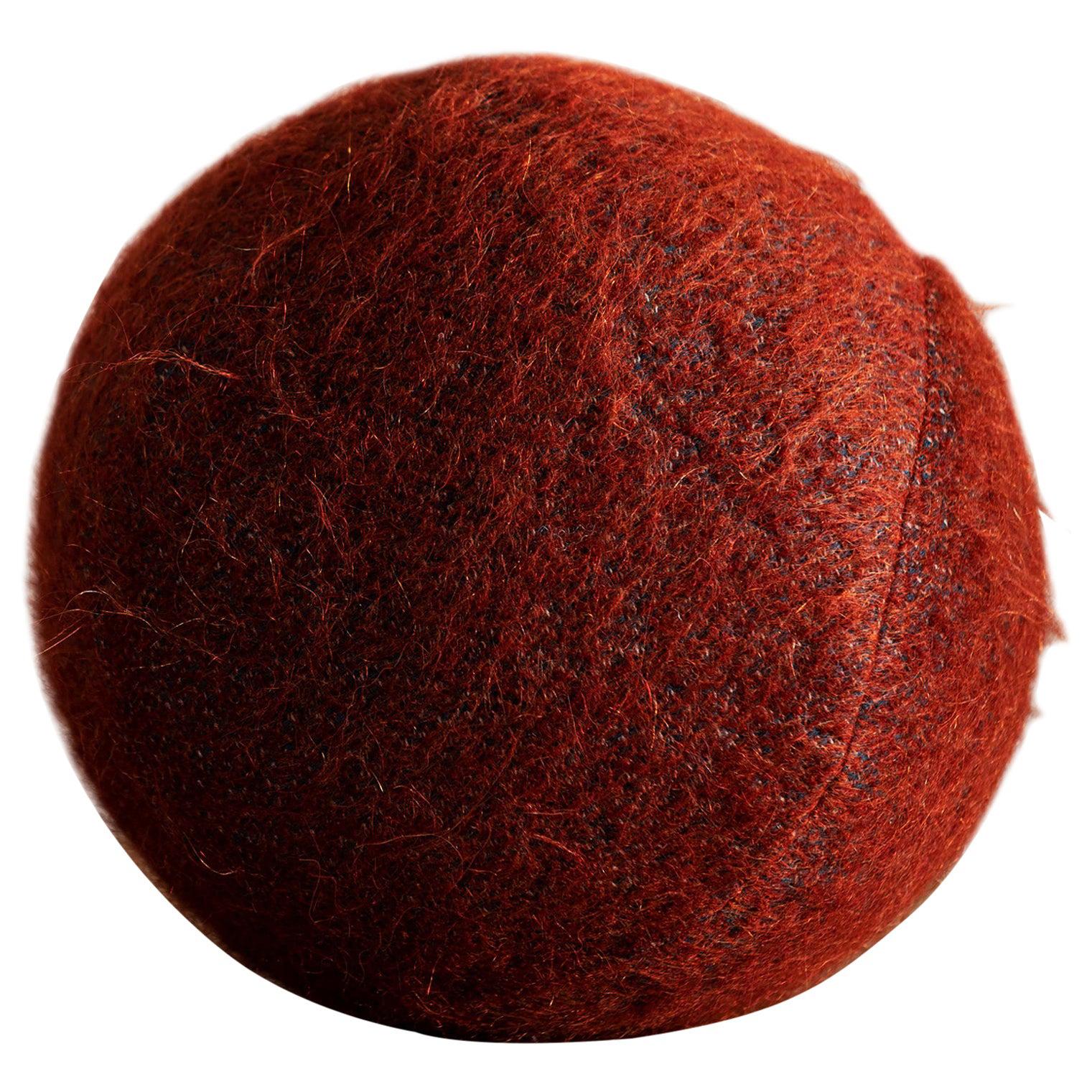 Hunt Modern Small Sphere Pillow in Pierre Frey Yeti Orang Outan For Sale