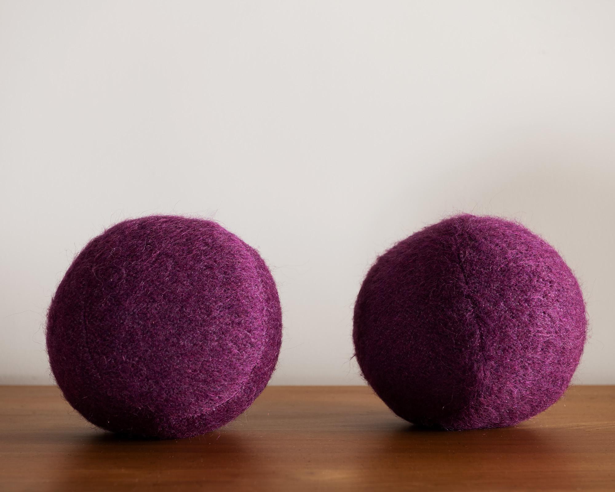 A gorgeous small sphere pillow, beautifully executed by our local seamstress in Pierre Frey Yeti Zinzolin. A Hunt Modern exclusive, this form will energize your living room or bedroom. Measures: 9-10