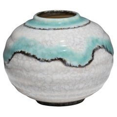 Kleine Kugelvase aus glasiertem Steingut, 1960er Jahre