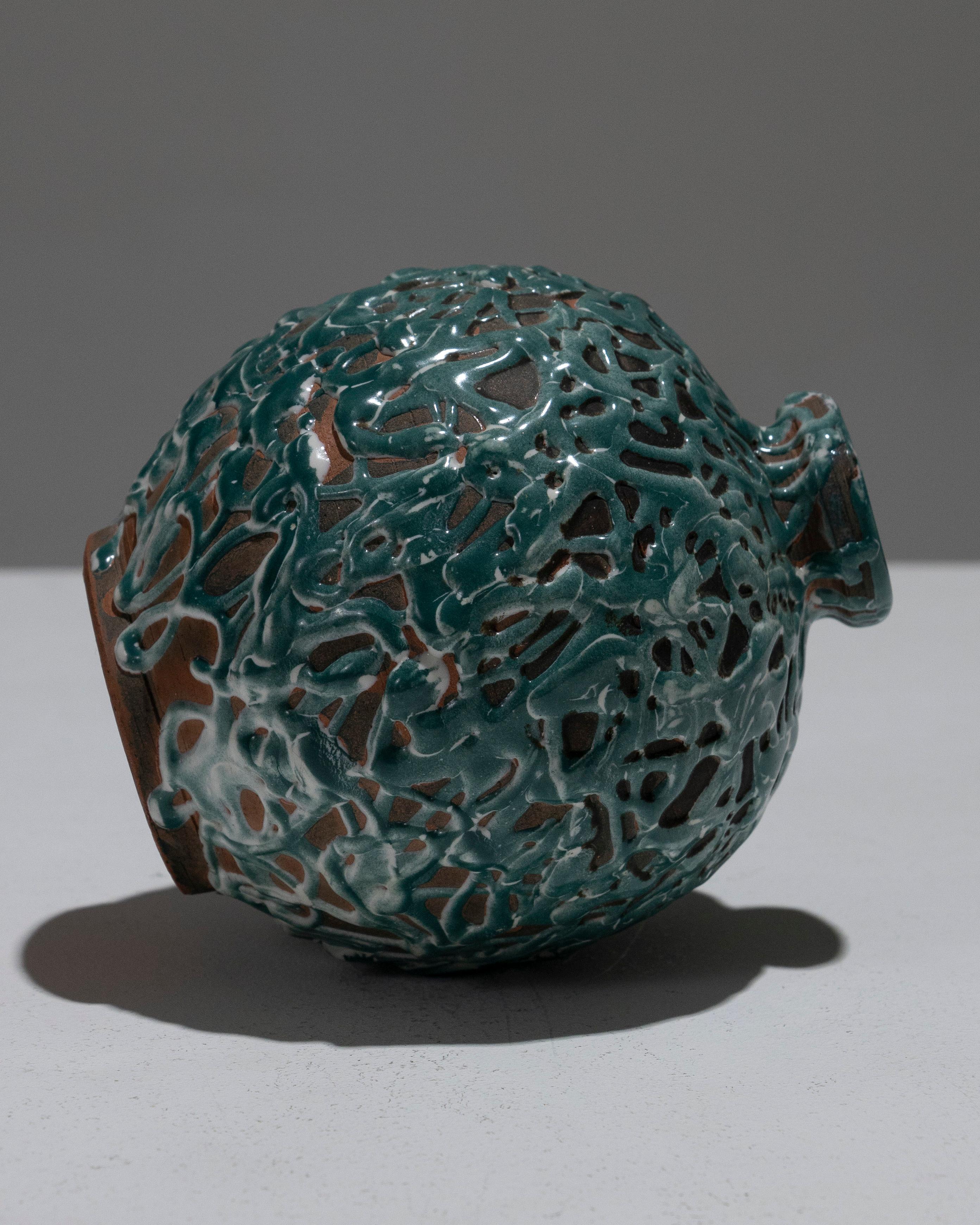 Mid-Century moderno Piccolo vaso sferico in ceramica, anni '40 in vendita