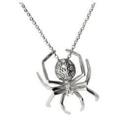 14k White Gold Diamonds Small Spider Pendant Necklace JHerwitt gift for her