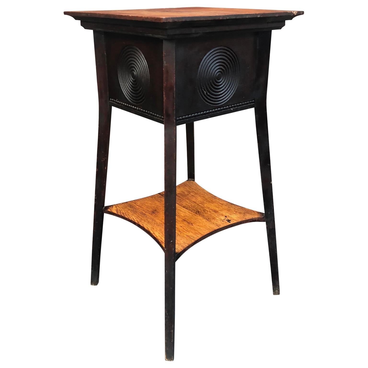 Small Square American Two-Tier Nightstand Or Plant Stand 2