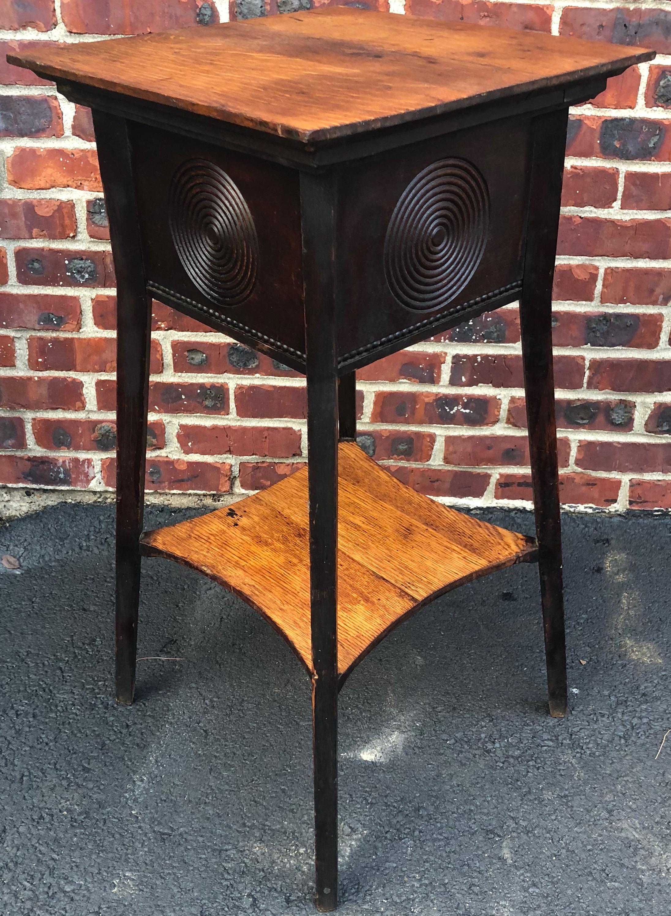 Small Square American Two-Tier Nightstand Or Plant Stand 3