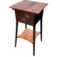 Small Square American Two-Tier Nightstand Or Plant Stand