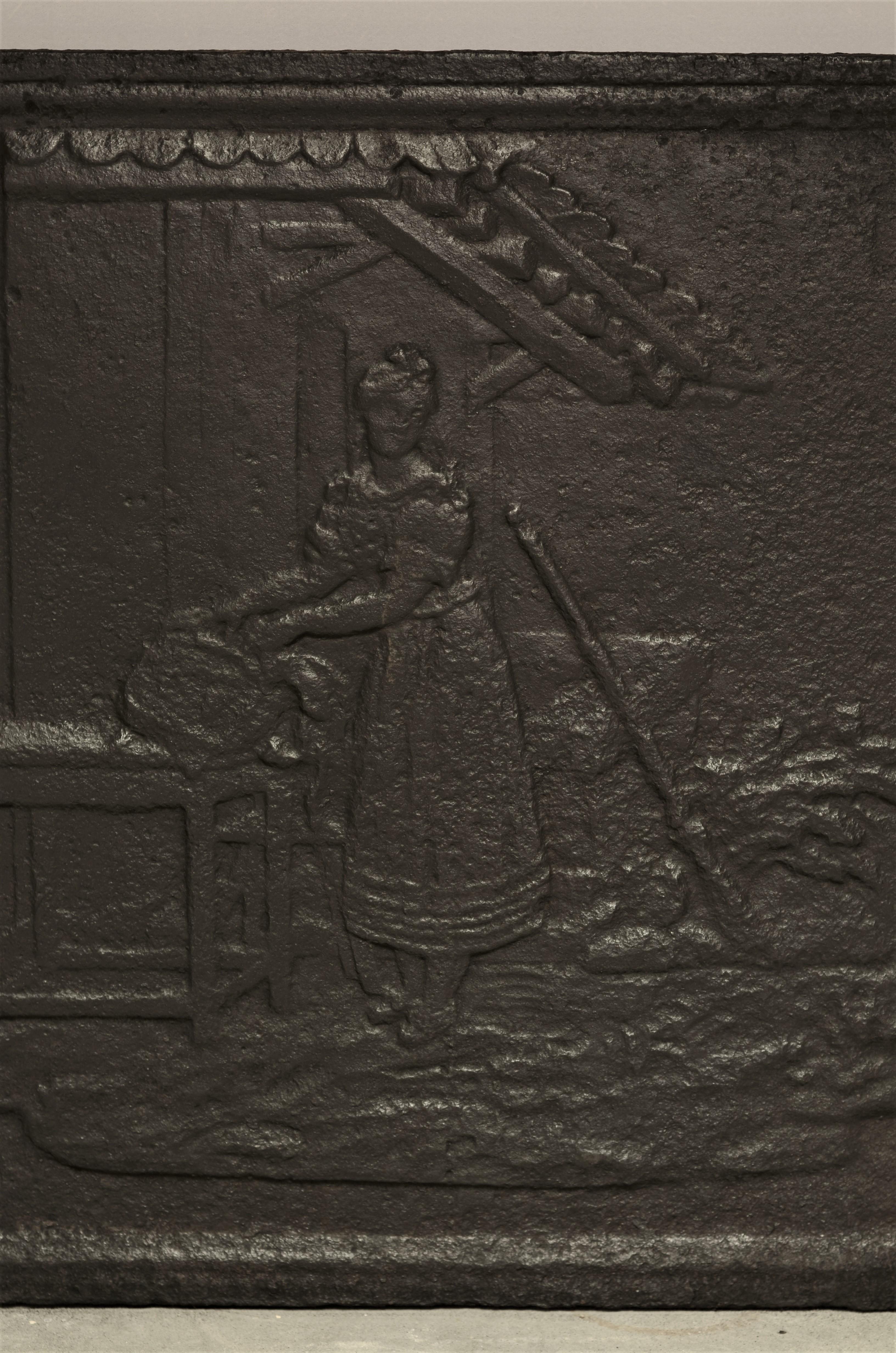 Plaque de cheminée / dosseret petit carré antique Bon état - En vente à Haarlem, Noord-Holland