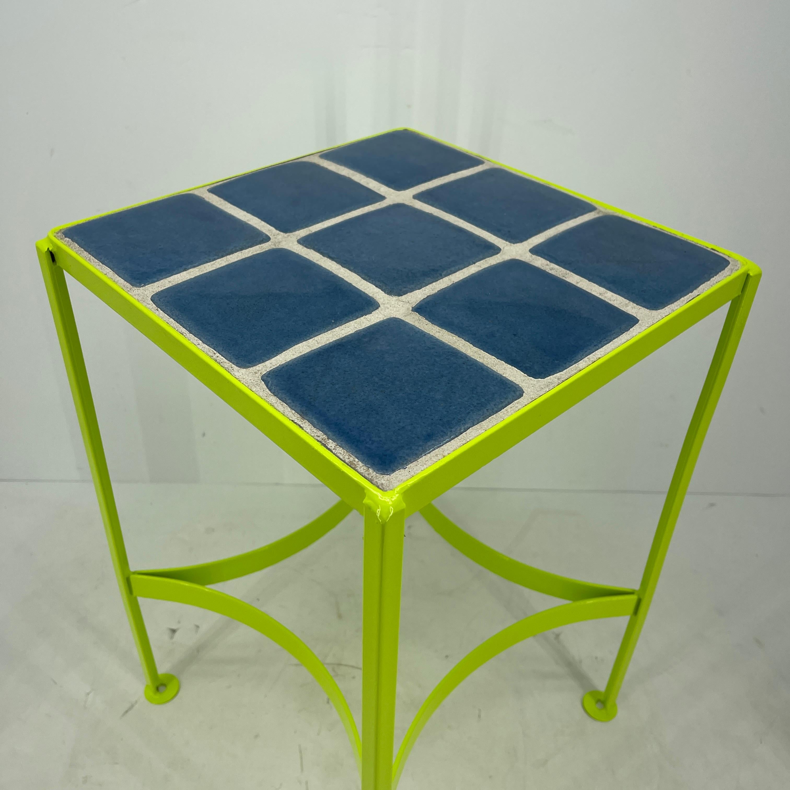American Small Square Tile Top Metal Side or End Table