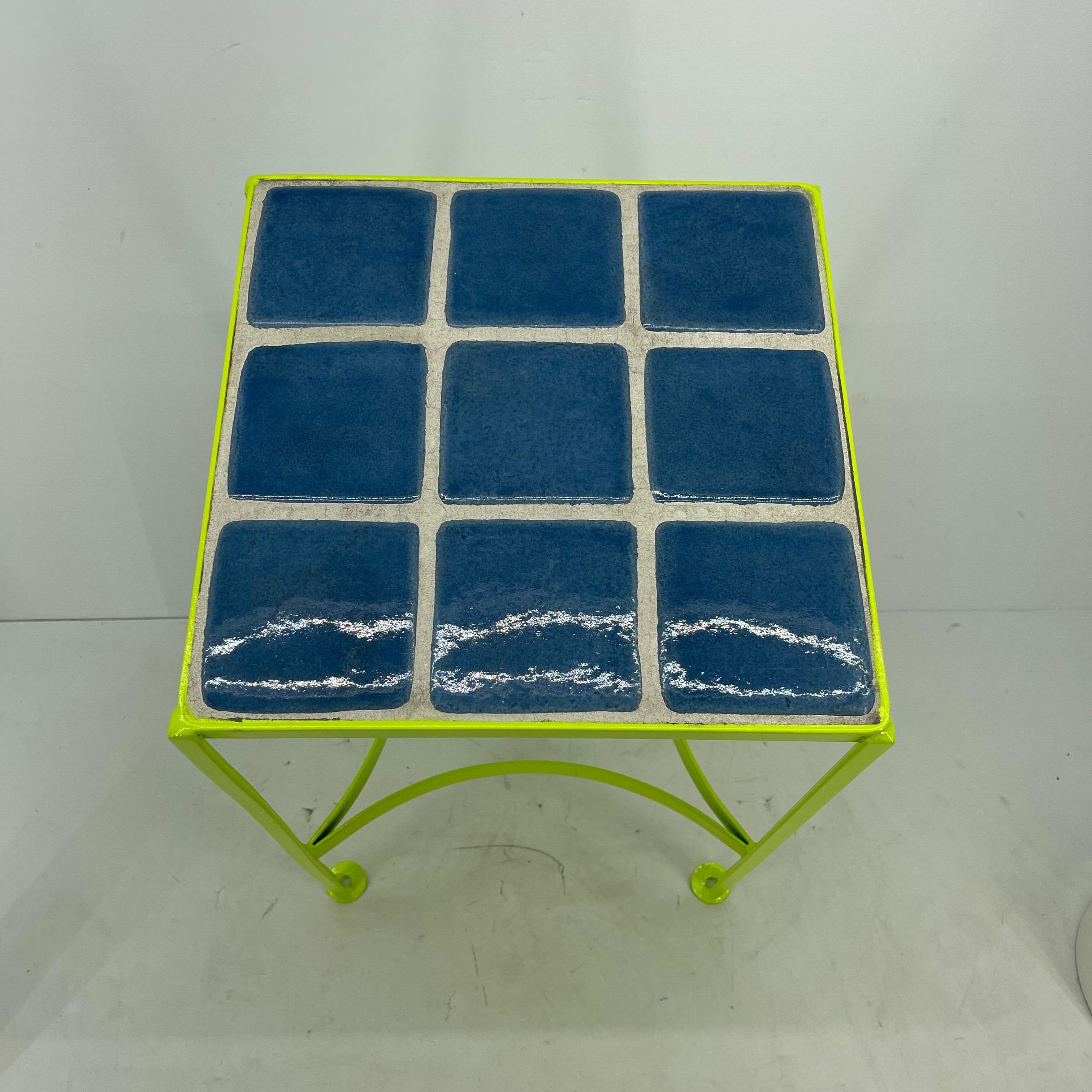Small Square Tile Top Metal Side or End Table 1