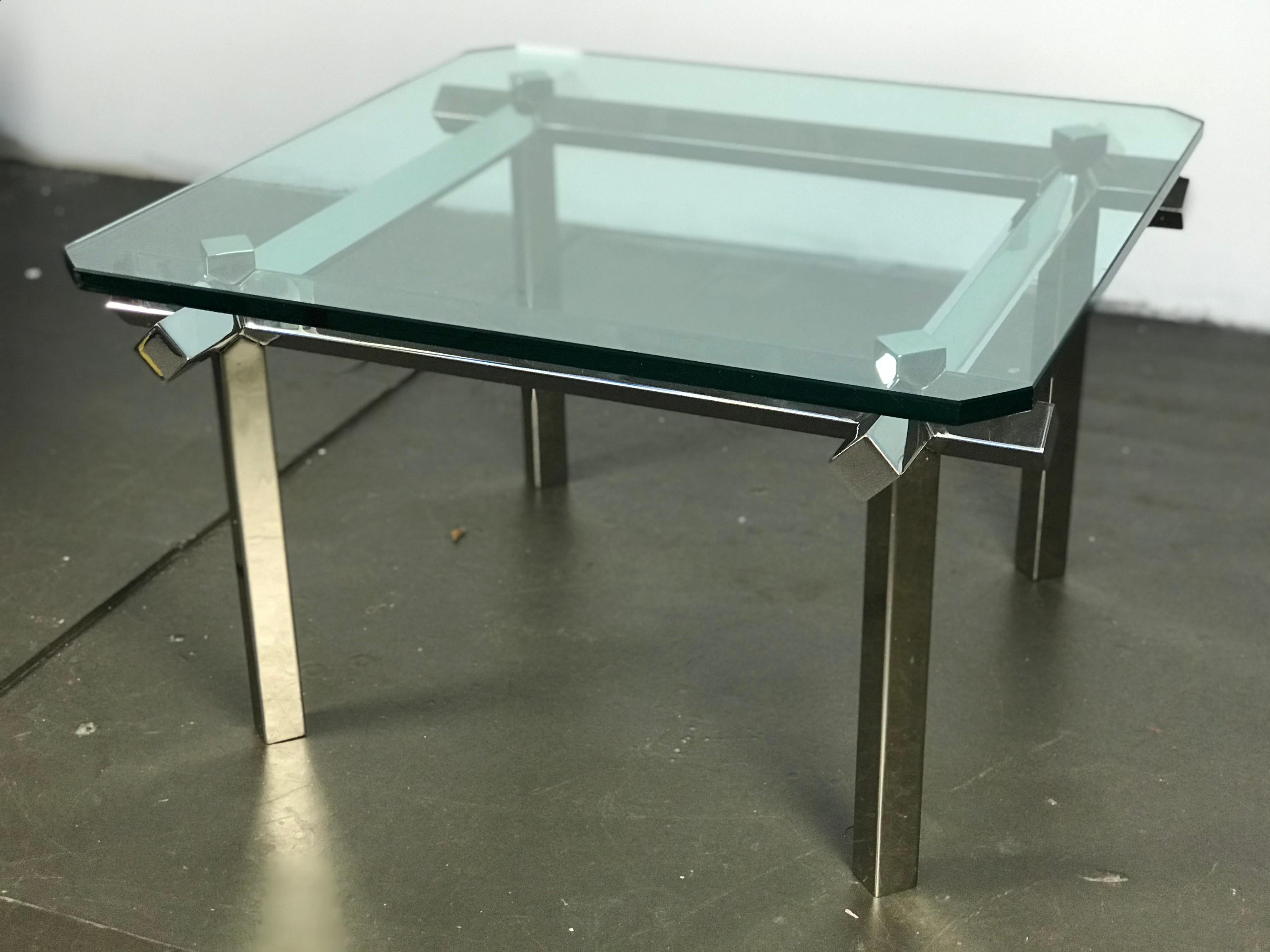 Mid Century Modern Small Square Cocktail Table after Karl Springer  6