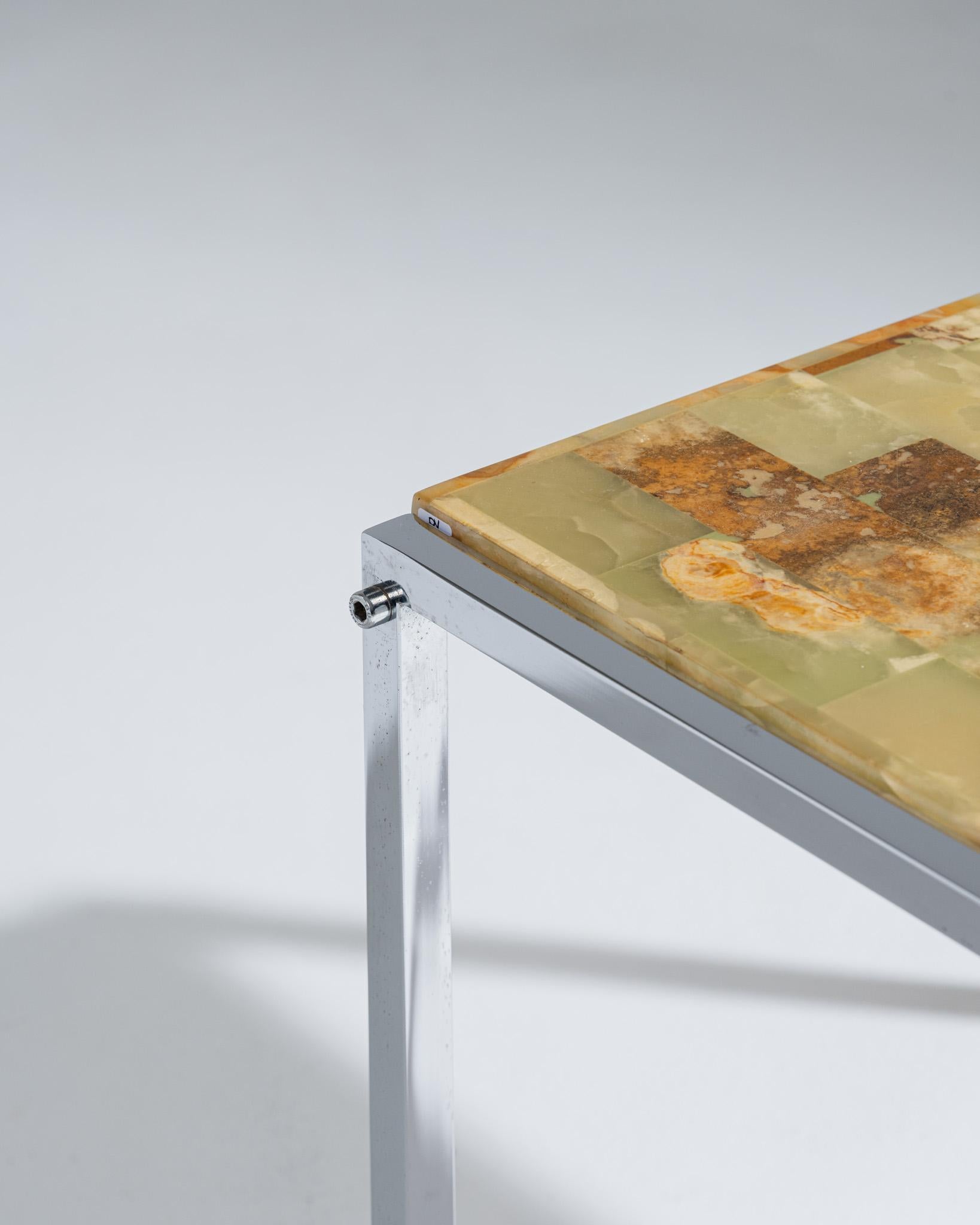 Small square coffee table onyx and metal, 1960s For Sale 1
